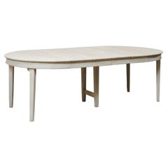 Swedish 1920s Painted Wood Table, Long Oval-Shaped with Leaves
