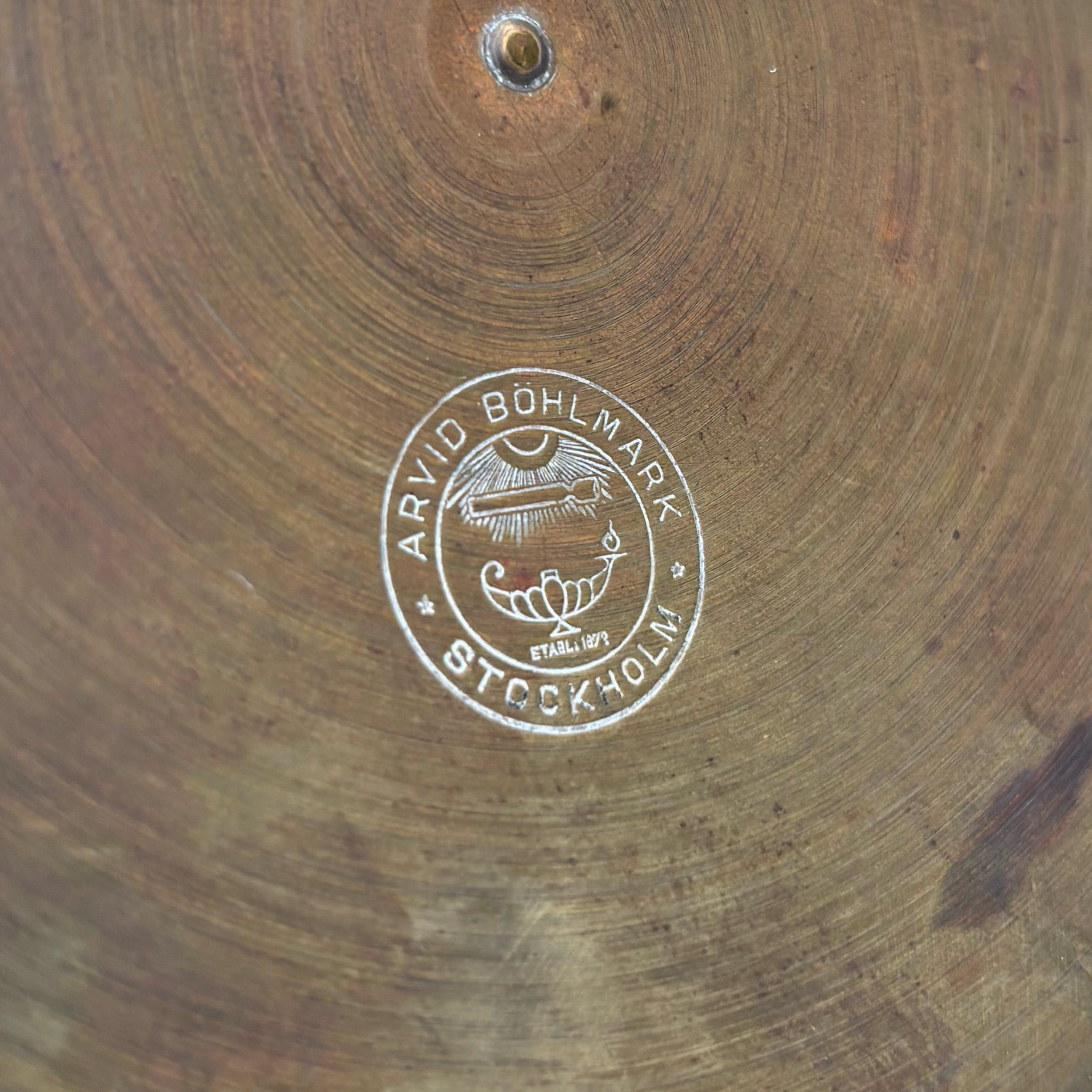 Lampada da tavolo svedese degli anni '20, Böhlmarks, ottone, quercia e vetro, Scandinavo, anni '20 in vendita 5
