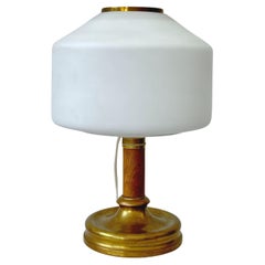 Lampada da tavolo svedese degli anni '20, Böhlmarks, ottone, quercia e vetro, Scandinavo, anni '20