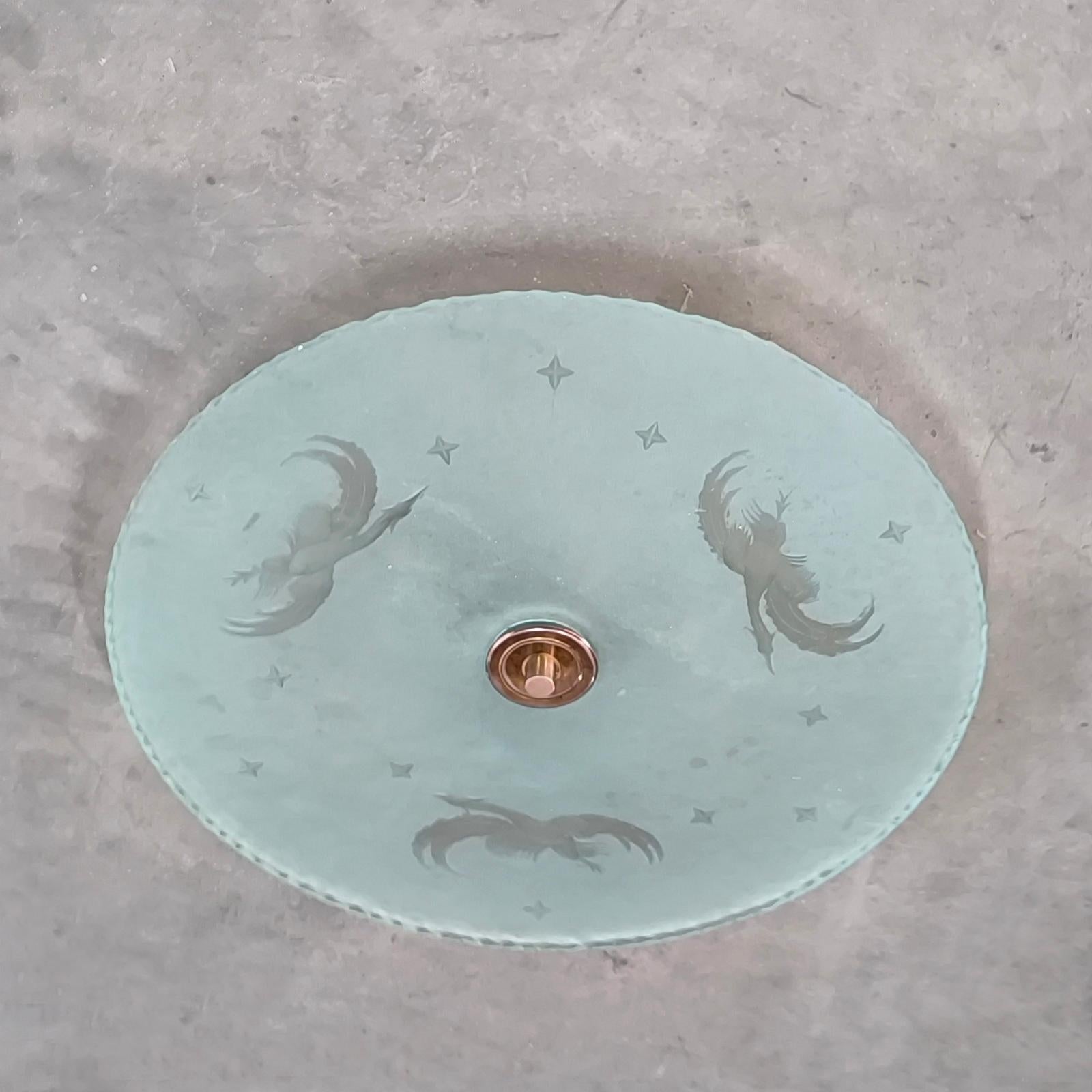 Svedese Ciondolo da soffitto a filo in vetro Swedish art glass 1930 di Glossner in vendita