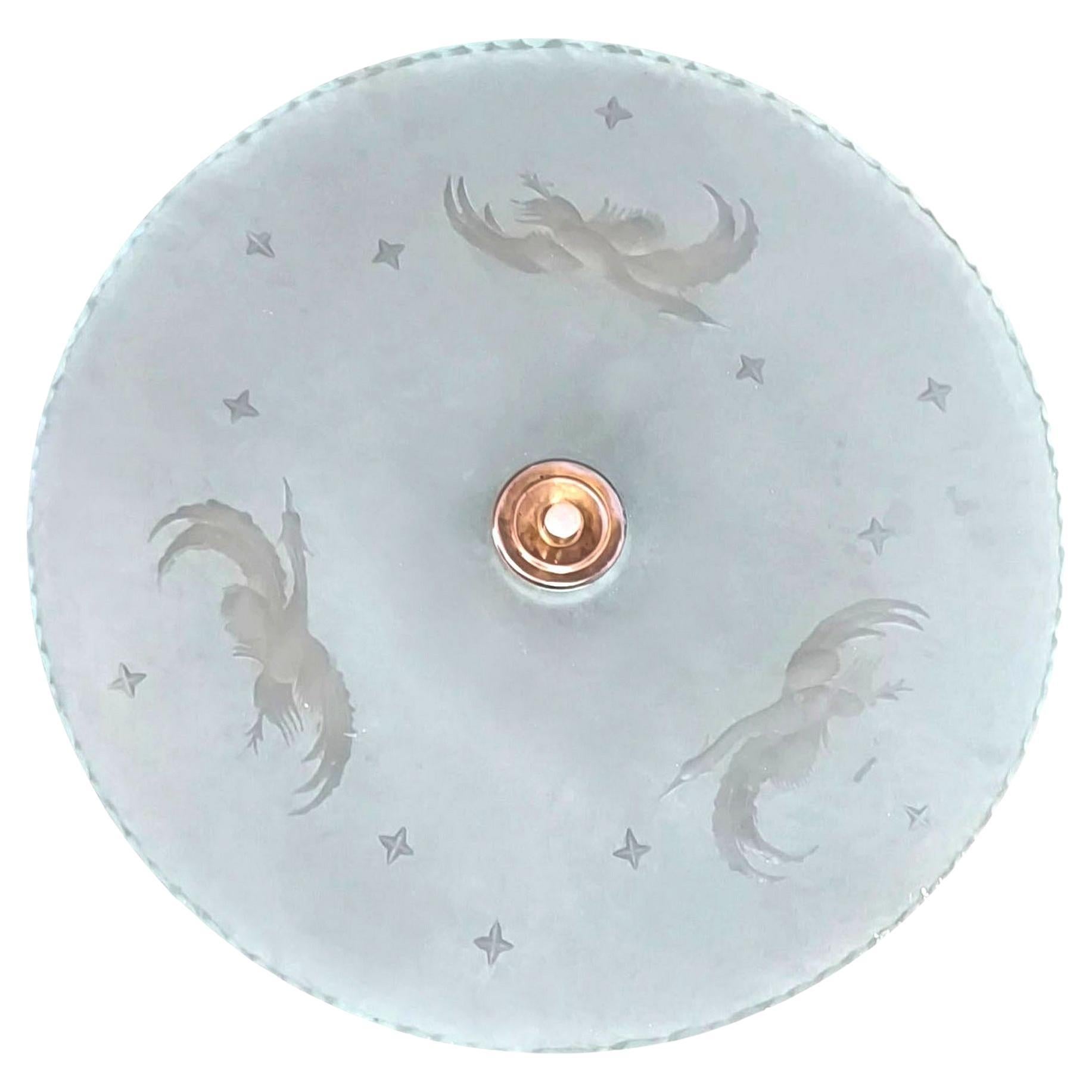 Ciondolo da soffitto a filo in vetro Swedish art glass 1930 di Glossner in vendita