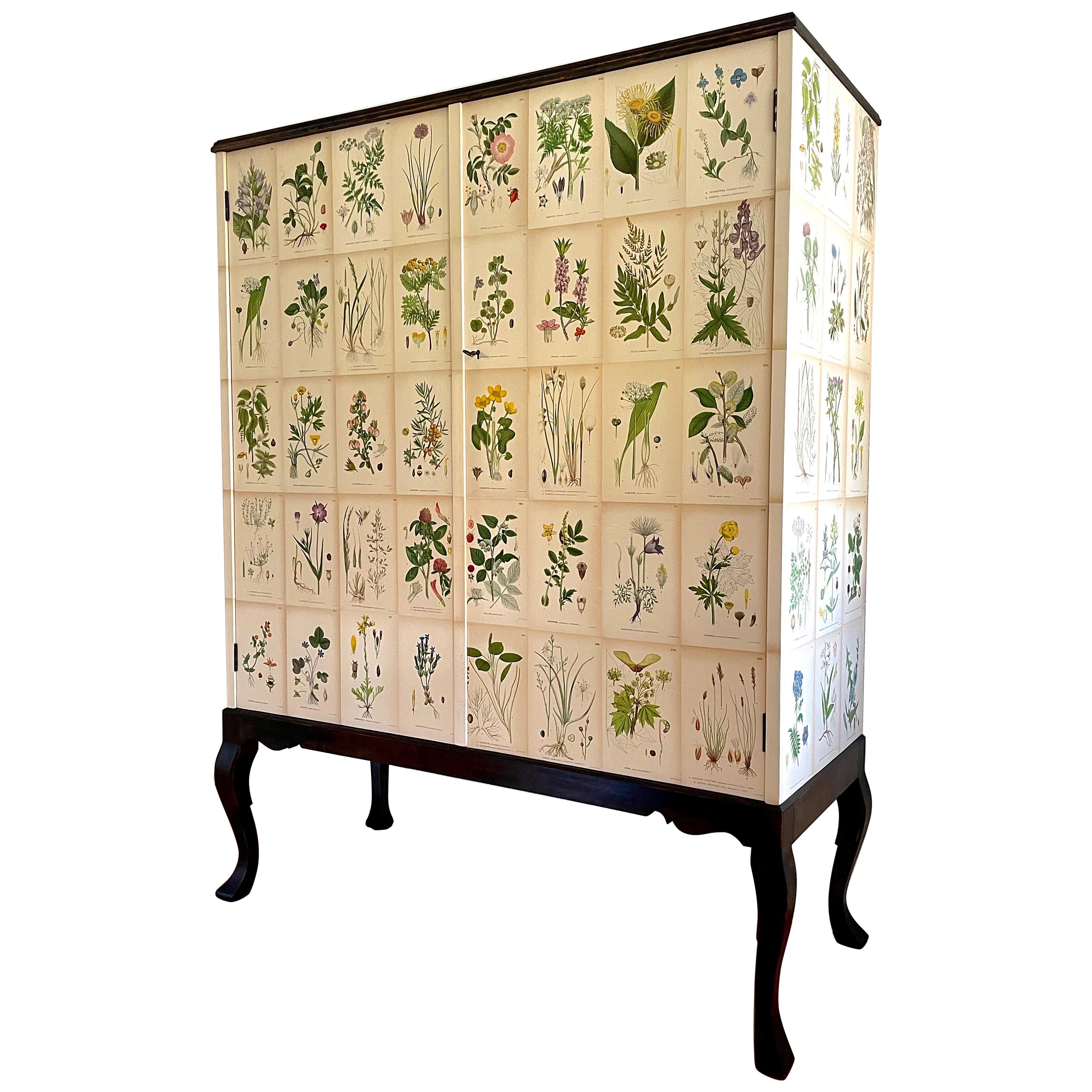 Swedish 1930s Botanical Cabinet in Josef Frank's Style with Nordens Flora Decor