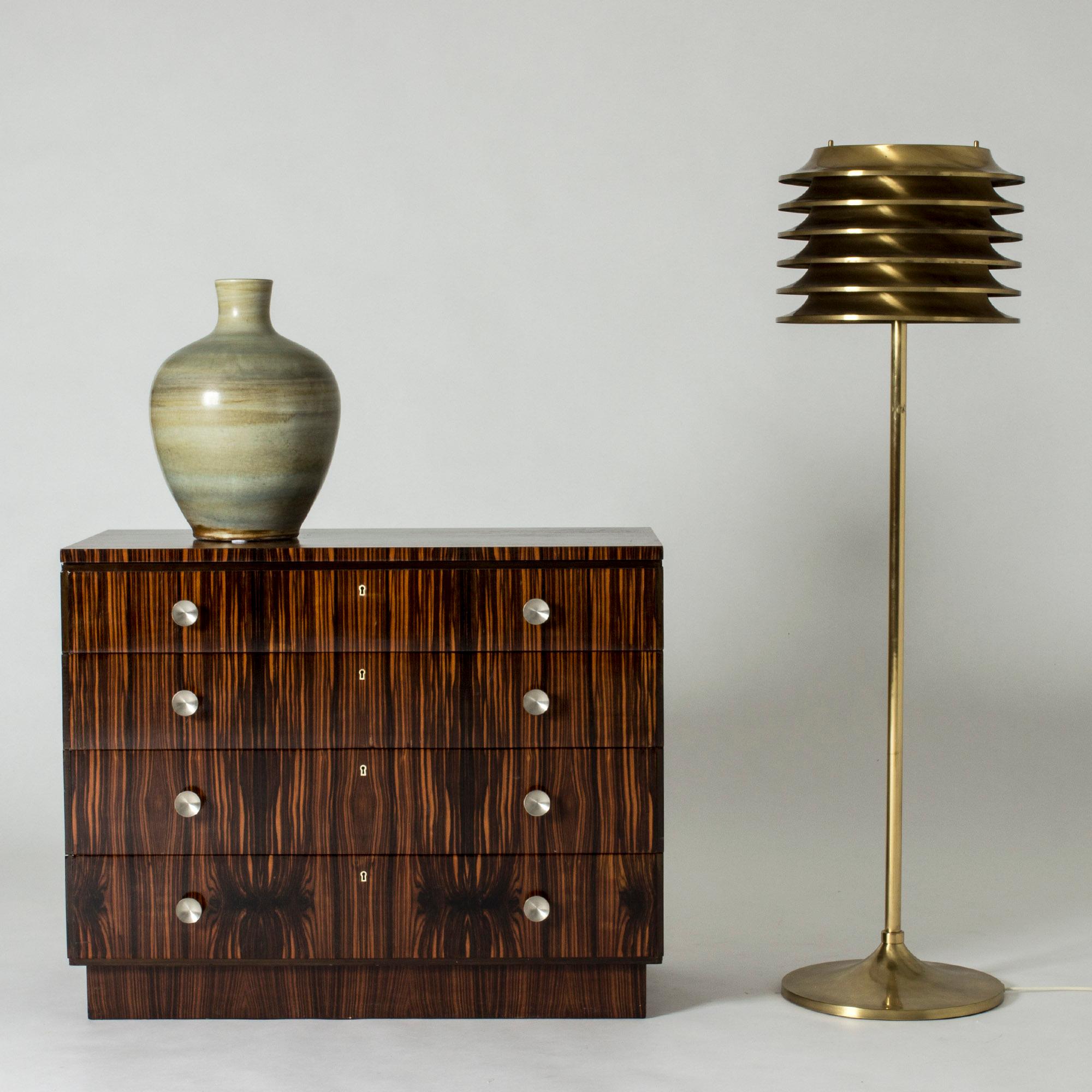 Swedish 1930s Functionalist Zebrano Chest of Drawers For Sale 4