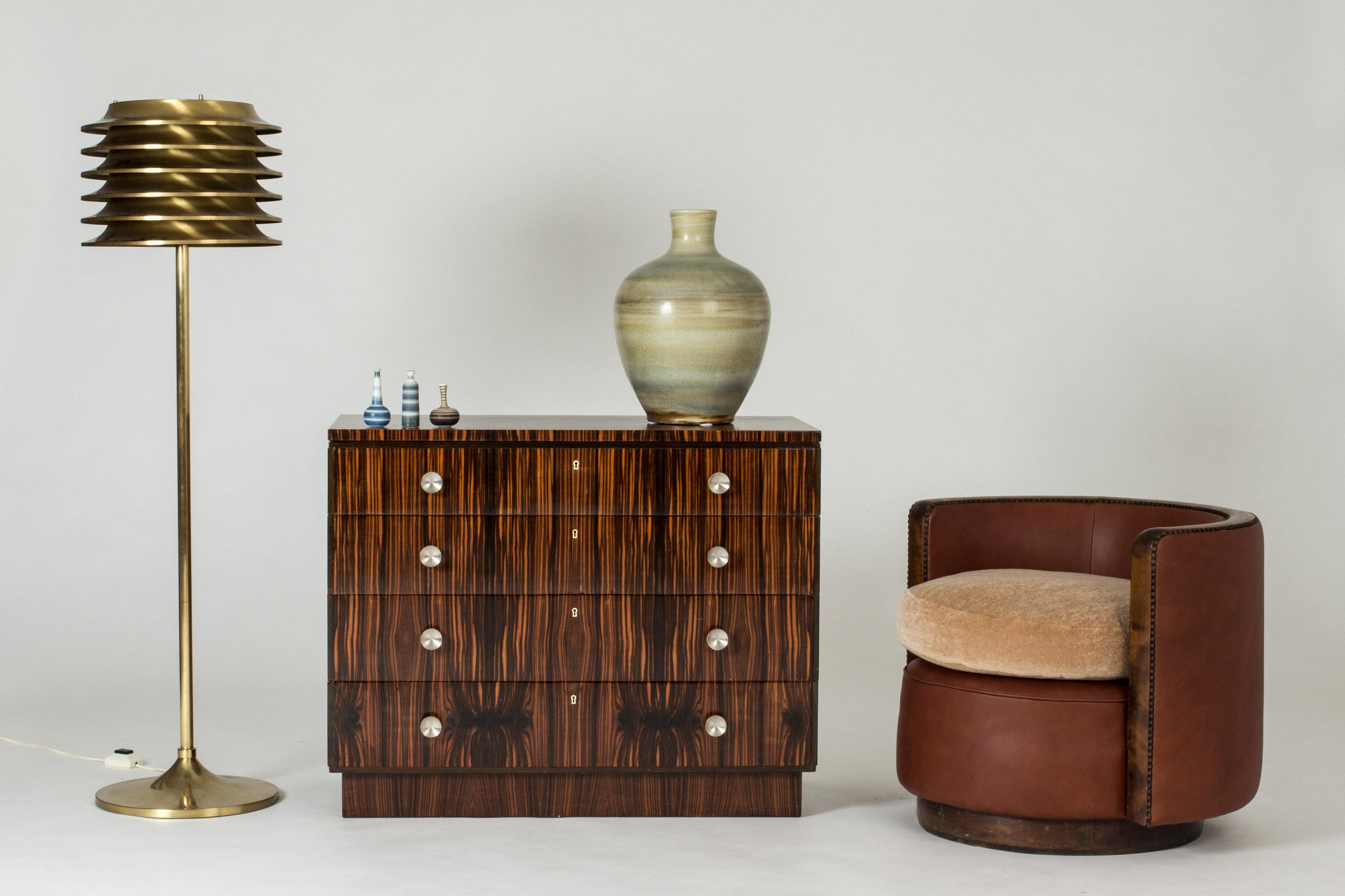 Swedish 1930s Functionalist Zebrano Chest of Drawers For Sale 3