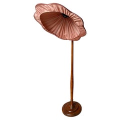 Swedish 1930s Josef Frank Style Rose Shade Wooden Floor Lamp
