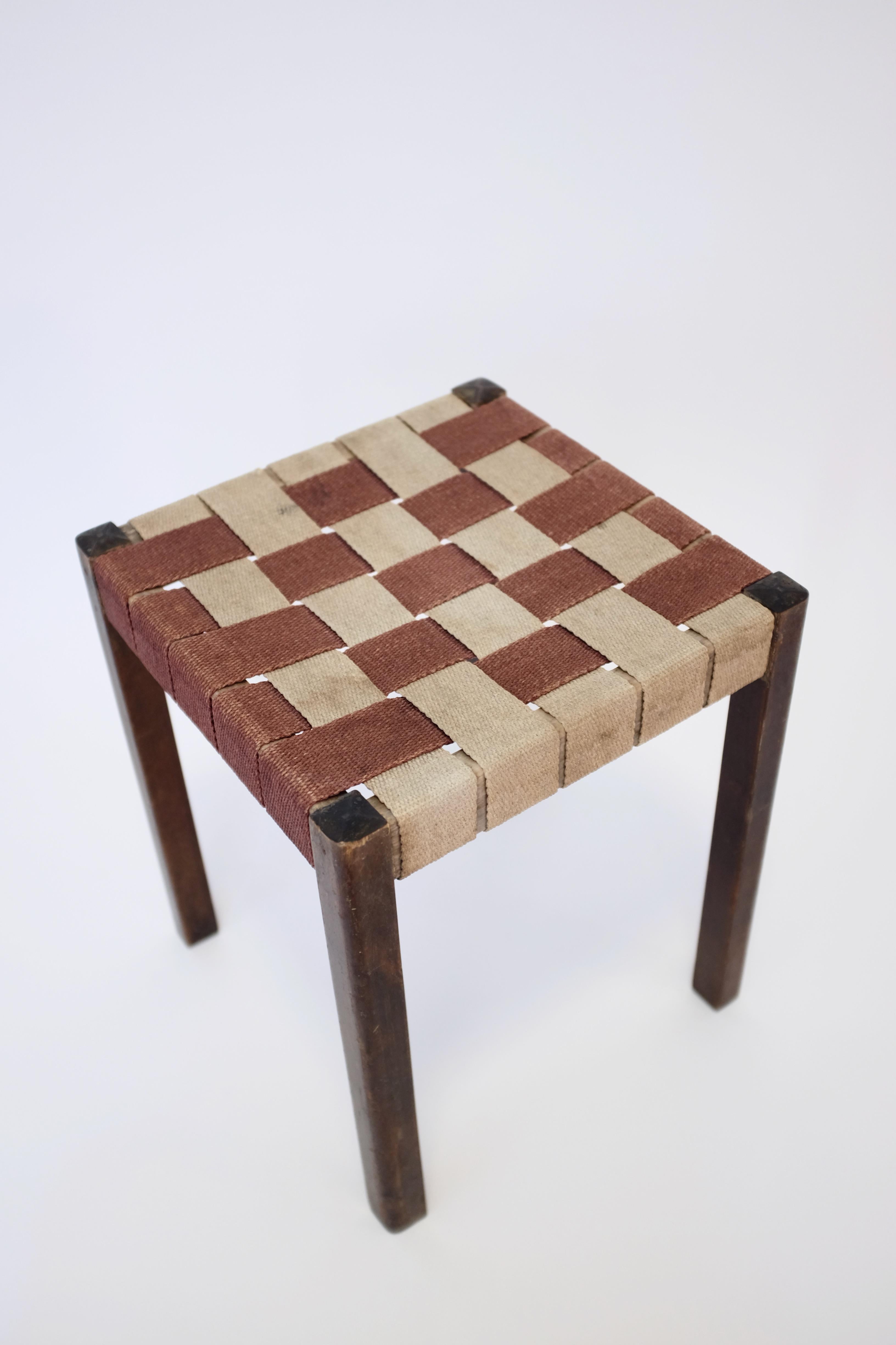 Scandinavian Modern Swedish 1930's webbed stool by Axel Larsson