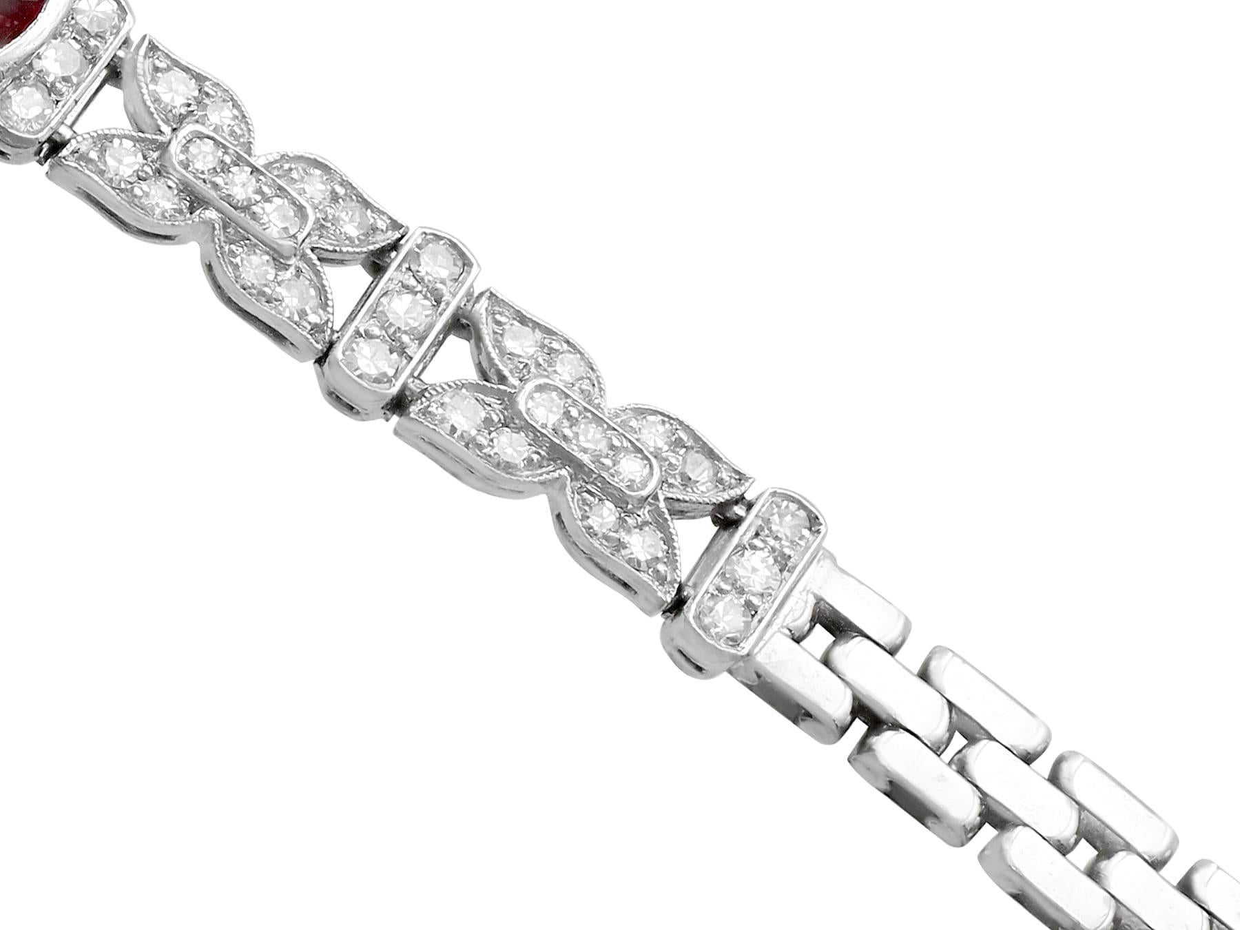 Women's Swedish 1938 2.27 Carat Garnet and 1.09 Carat Diamond White Gold Bracelet For Sale