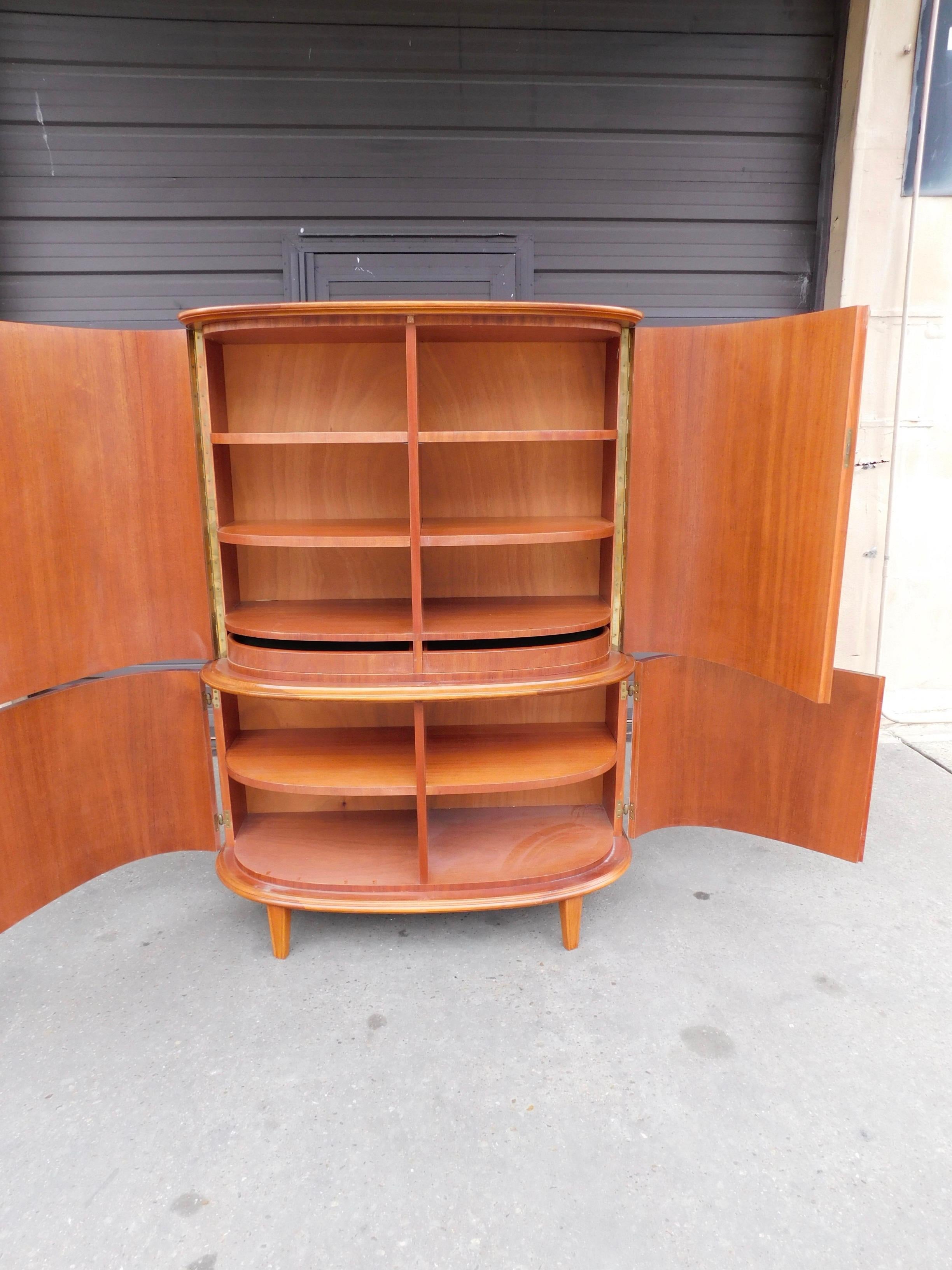 Swedish 1940s Moderne Storage Cabinet in Flame Mahogany For Sale 6