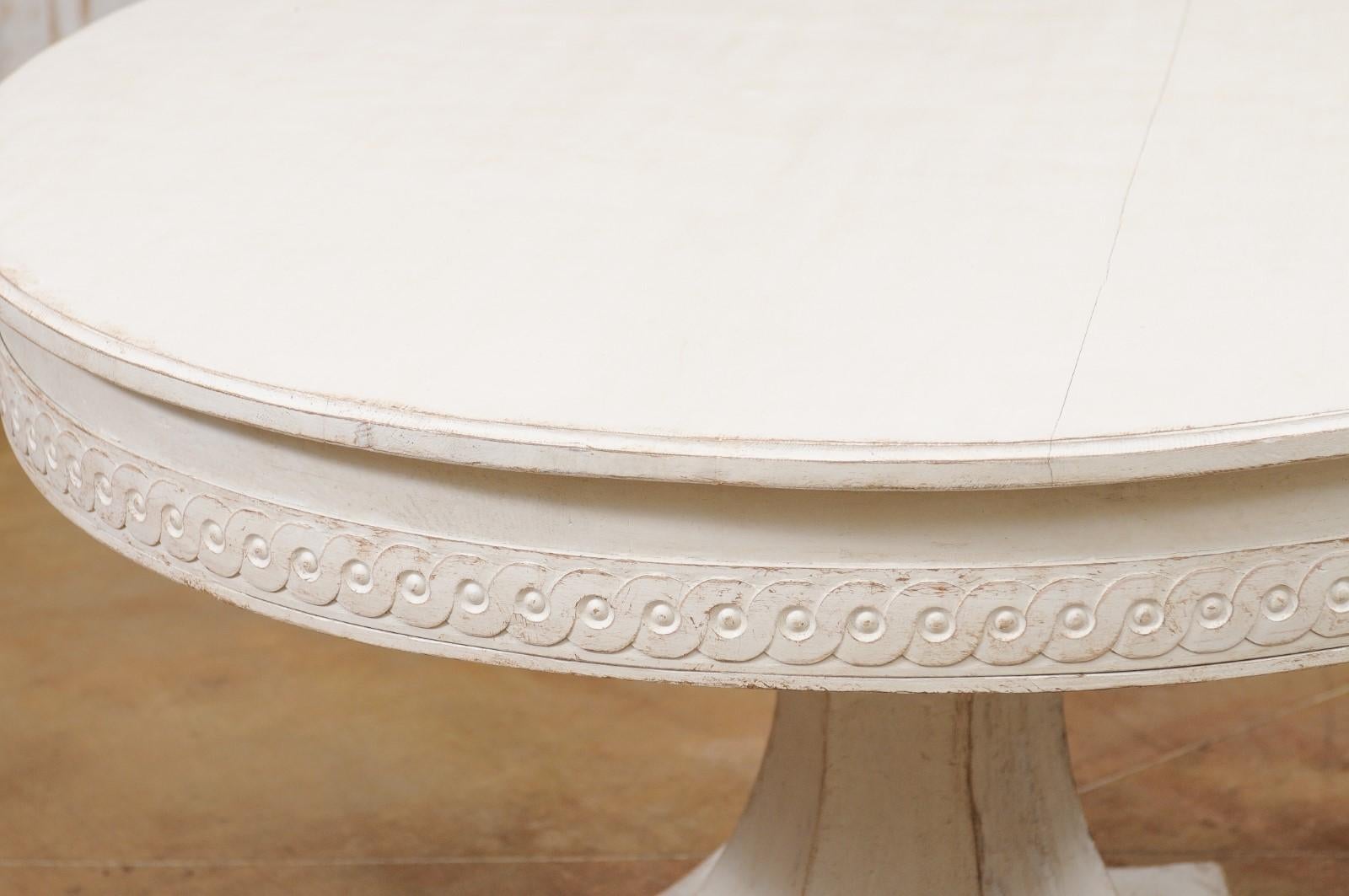 Swedish 1940s Neoclassical Style Painted Pedestal Table with Carved Guilloche 6