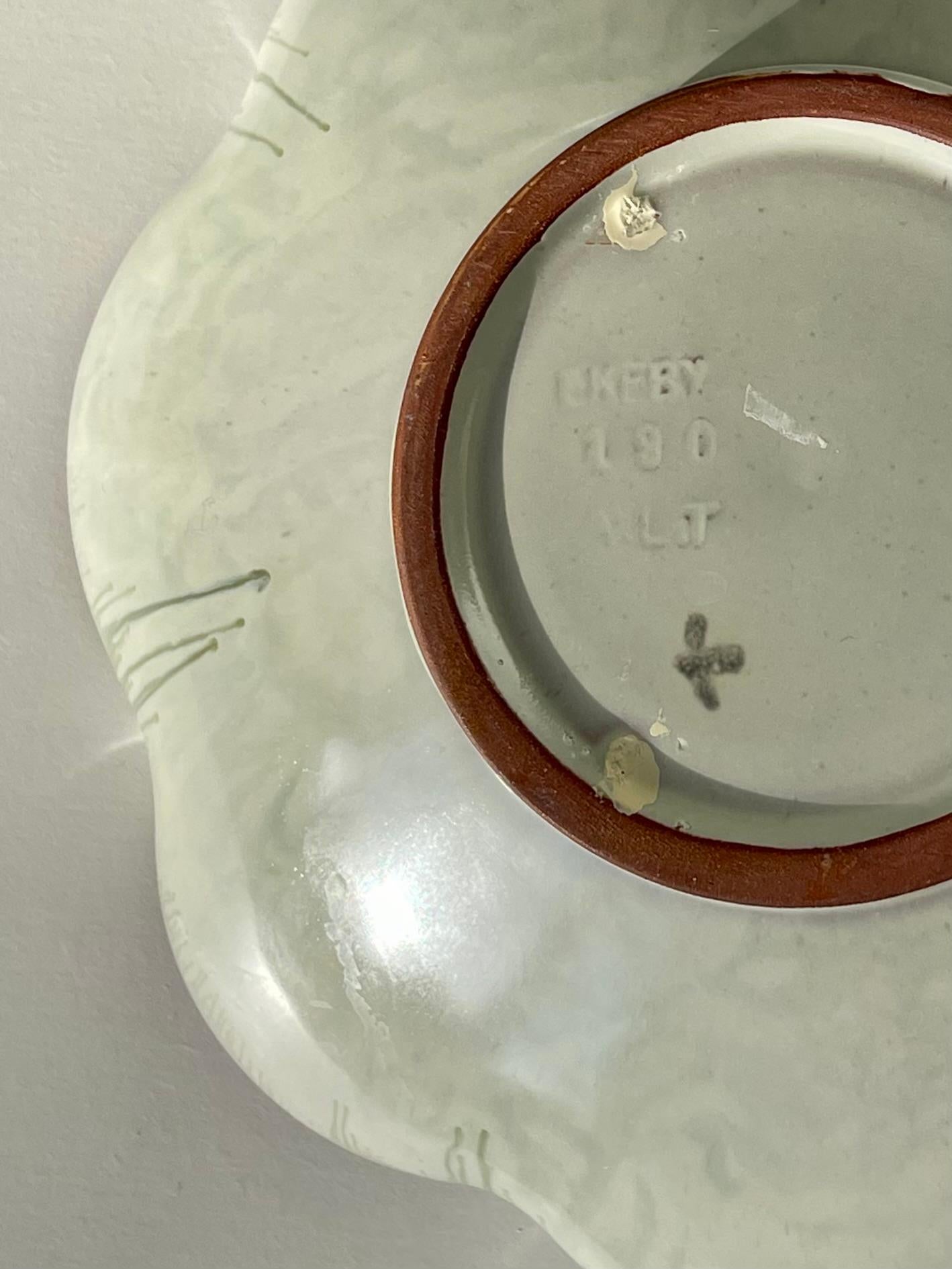 Swedish 1940s Organic Art Nouveau Light Green Leaf Bowl For Sale 13