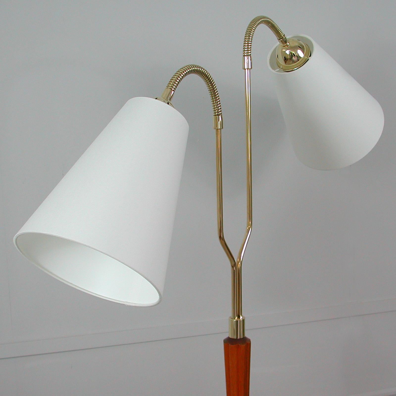 Swedish 1940s Teak & Brass Organic Modernist Floor Lamp For Sale 7