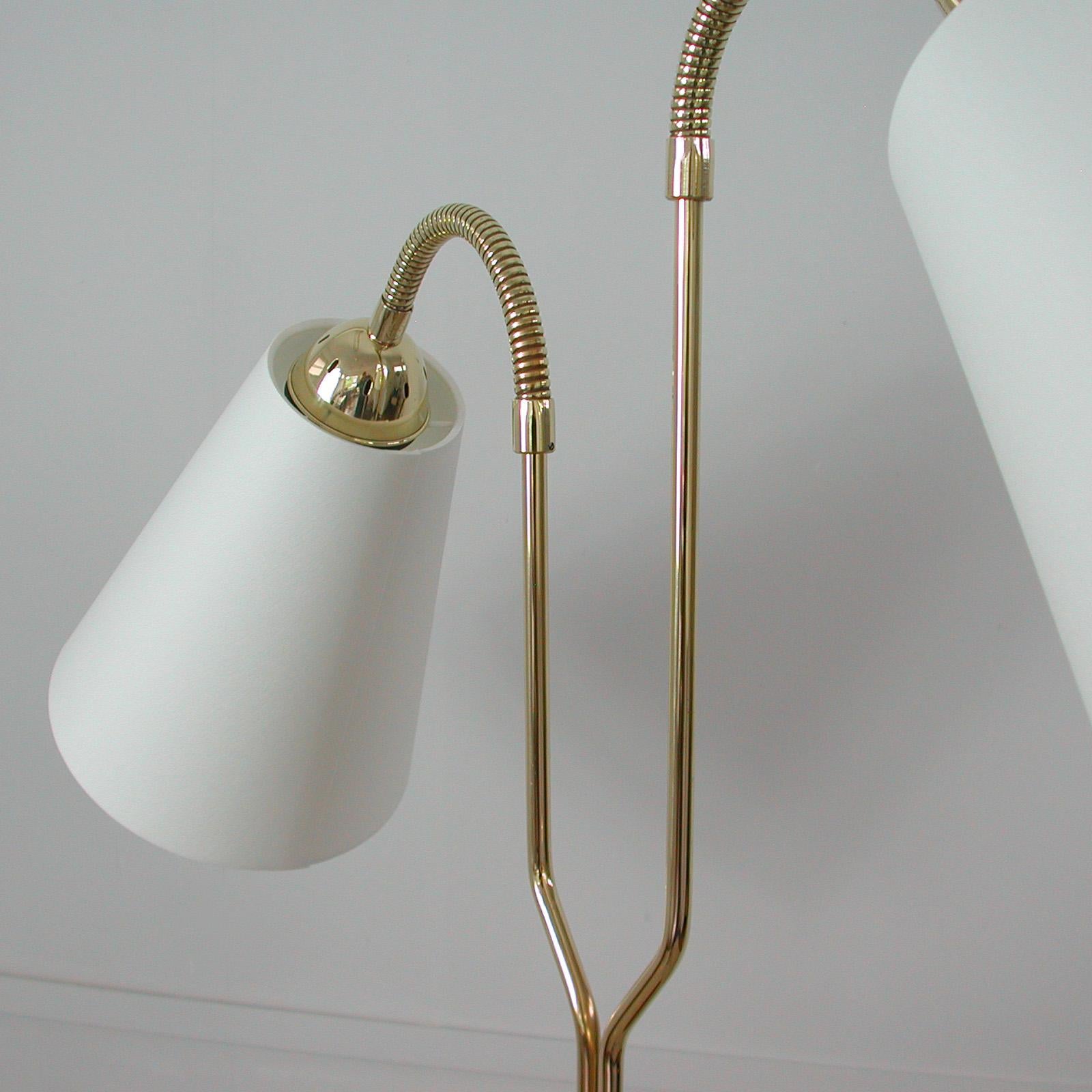 Swedish 1940s Teak & Brass Organic Modernist Floor Lamp For Sale 8