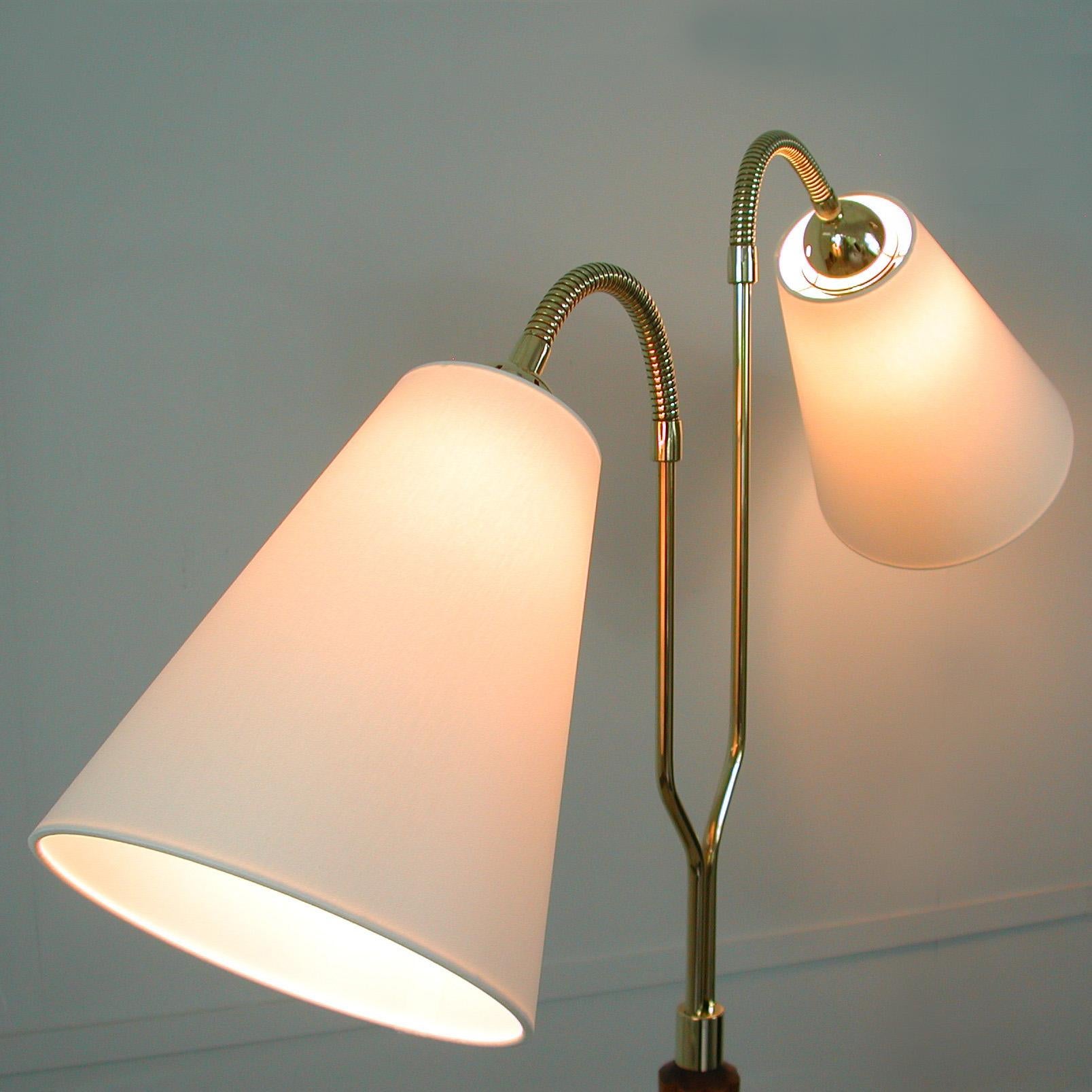 Swedish 1940s Teak & Brass Organic Modernist Floor Lamp For Sale 9