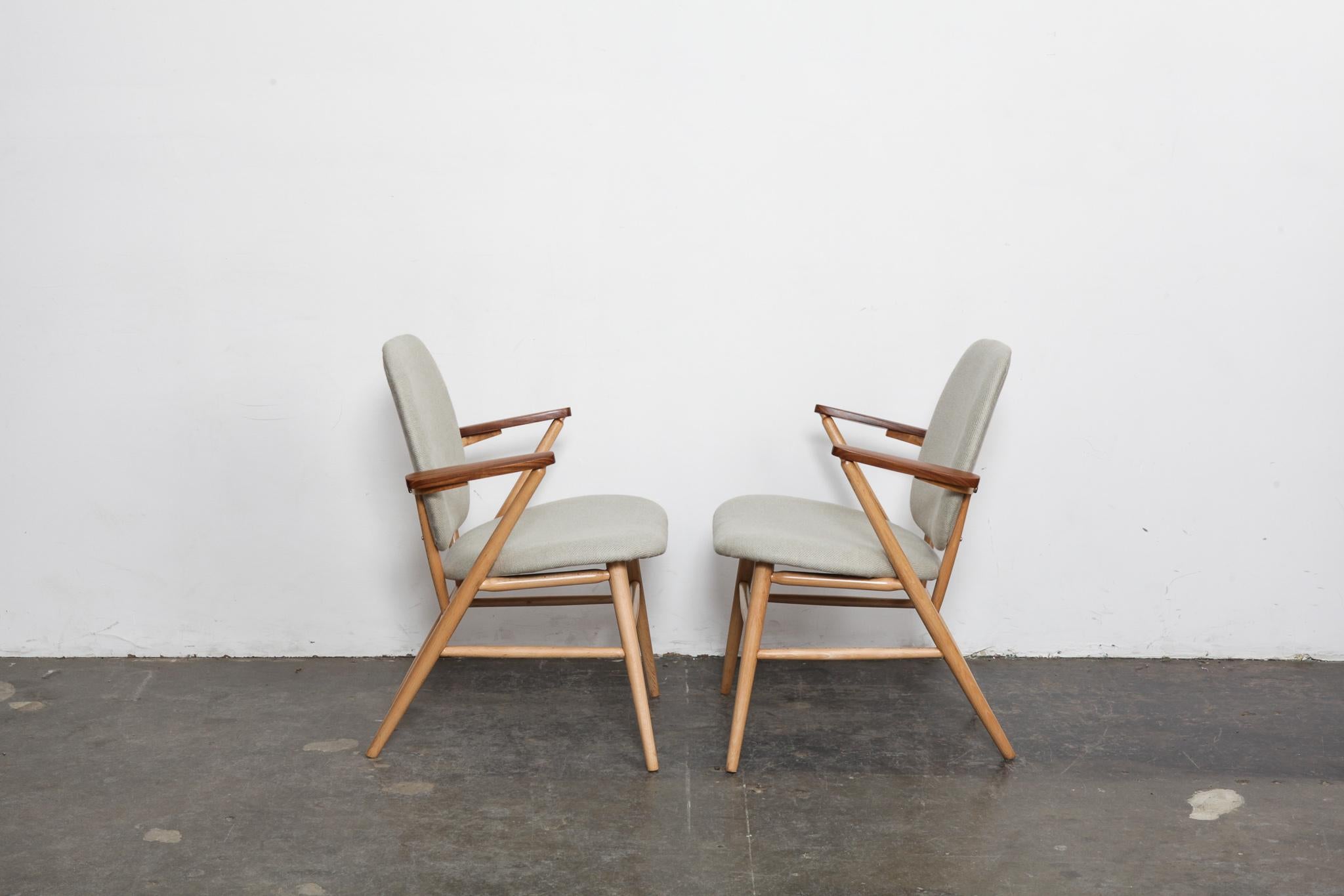 Mid-Century Modern Swedish, 1950s Beech and Teak Side Chairs