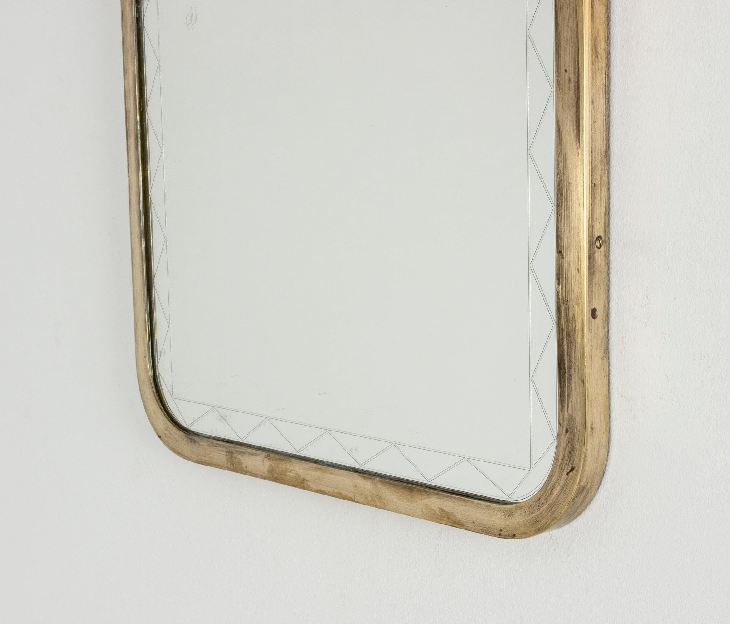 Scandinavian Modern Swedish 1950s Brass Wall Mirror