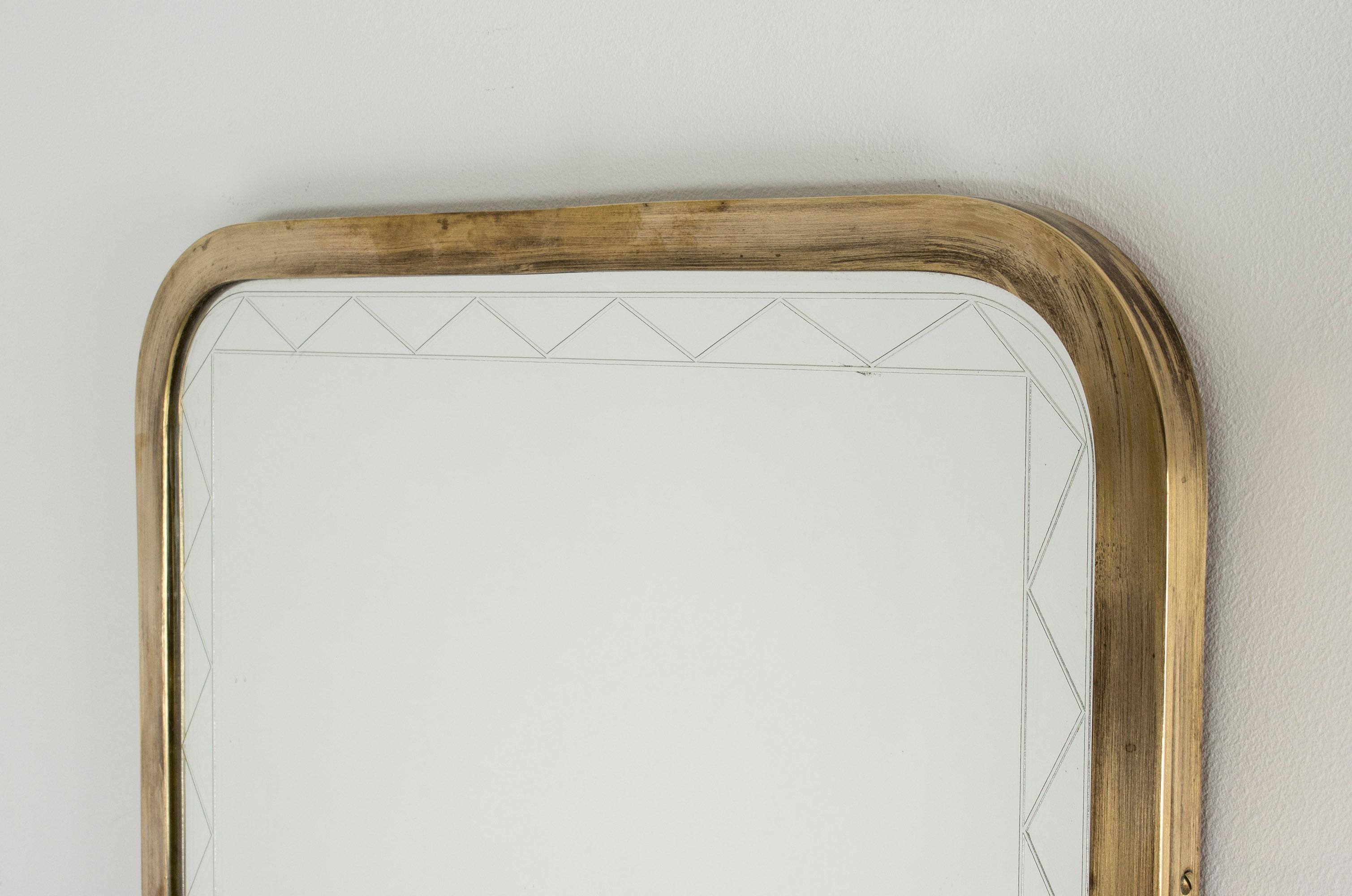 Swedish 1950s Brass Wall Mirror In Good Condition In Stockholm, SE