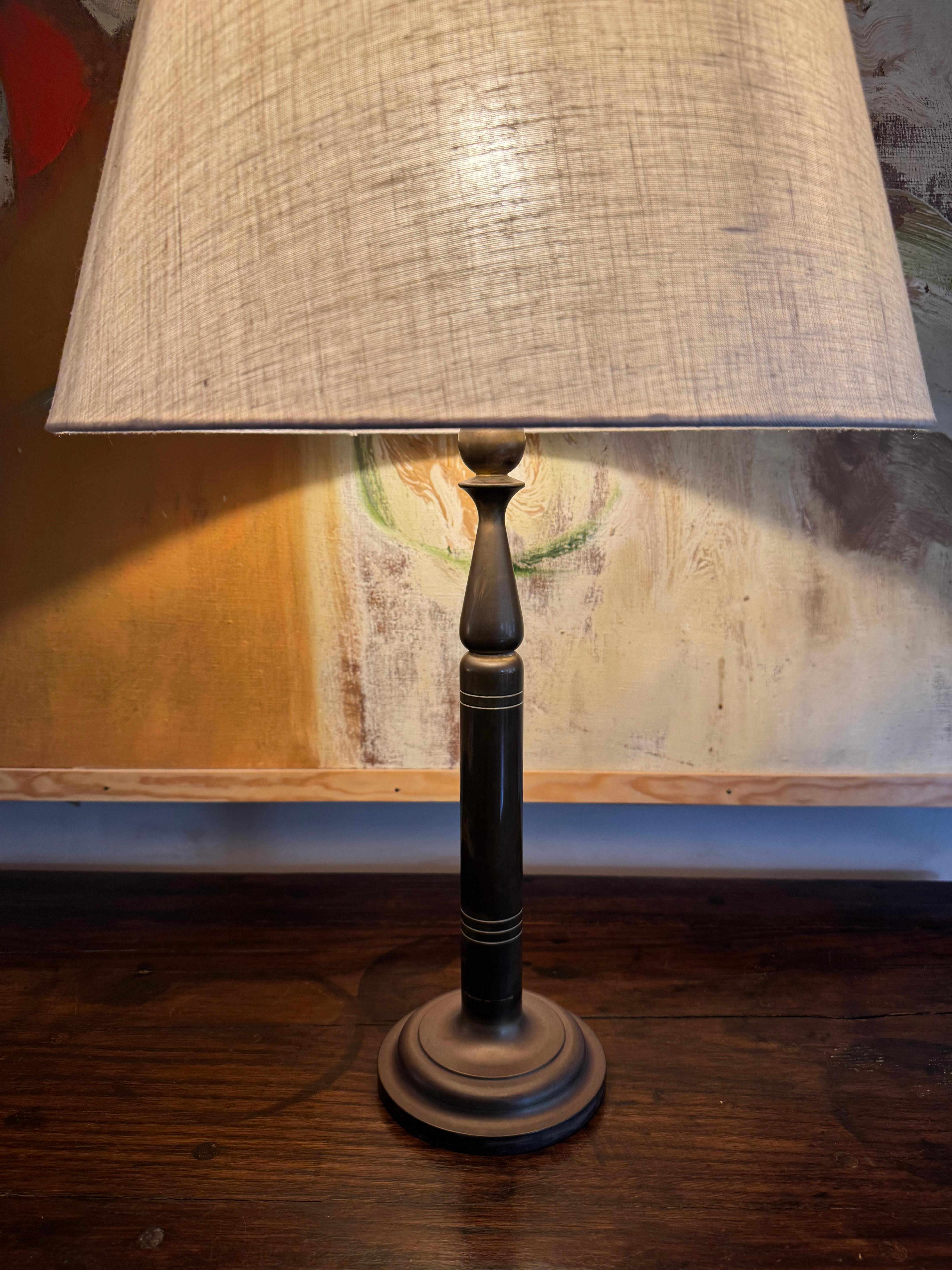 Patinated Swedish 1950’s bronze patinated lamp For Sale