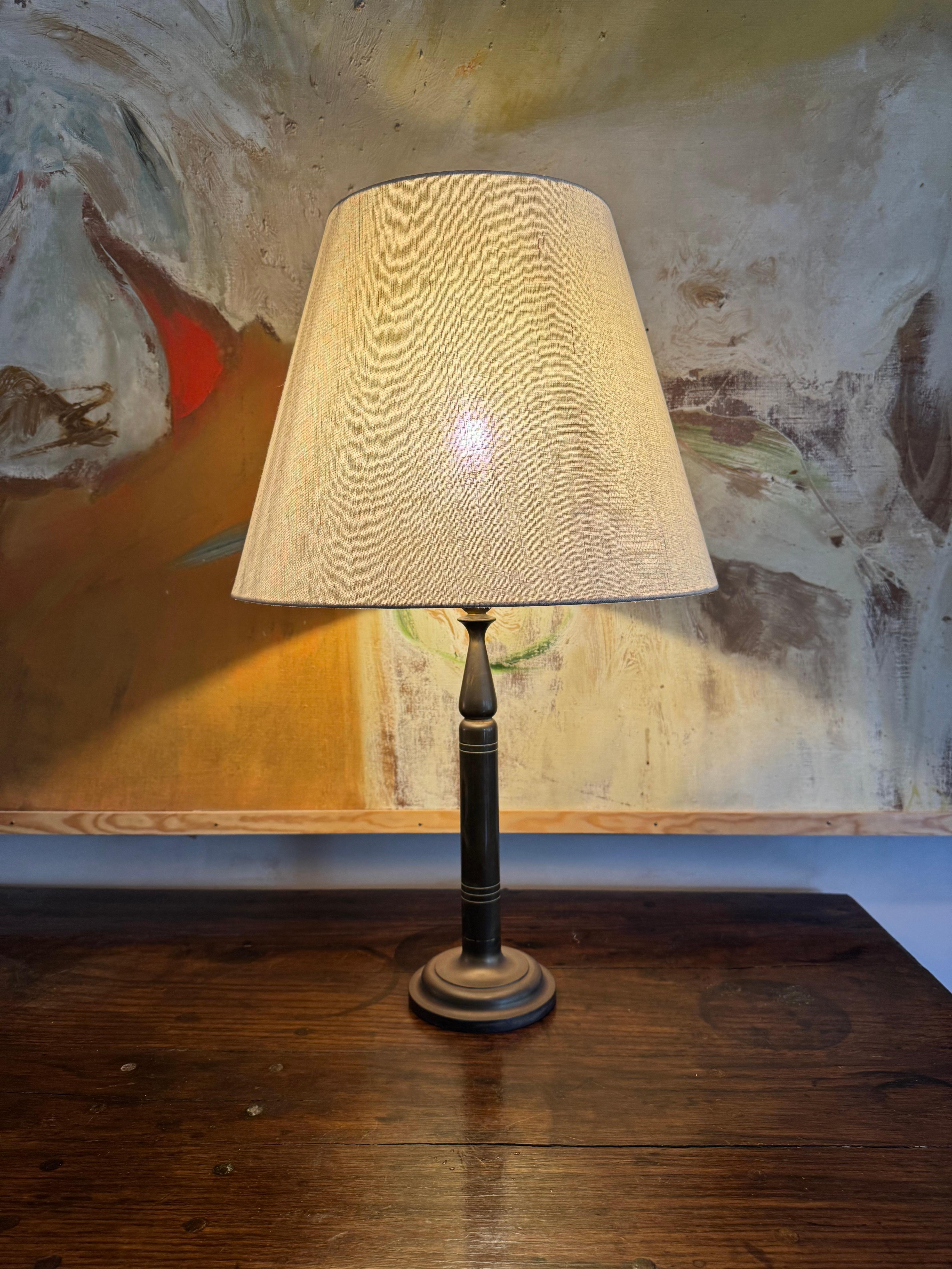 Brass Swedish 1950’s bronze patinated lamp For Sale