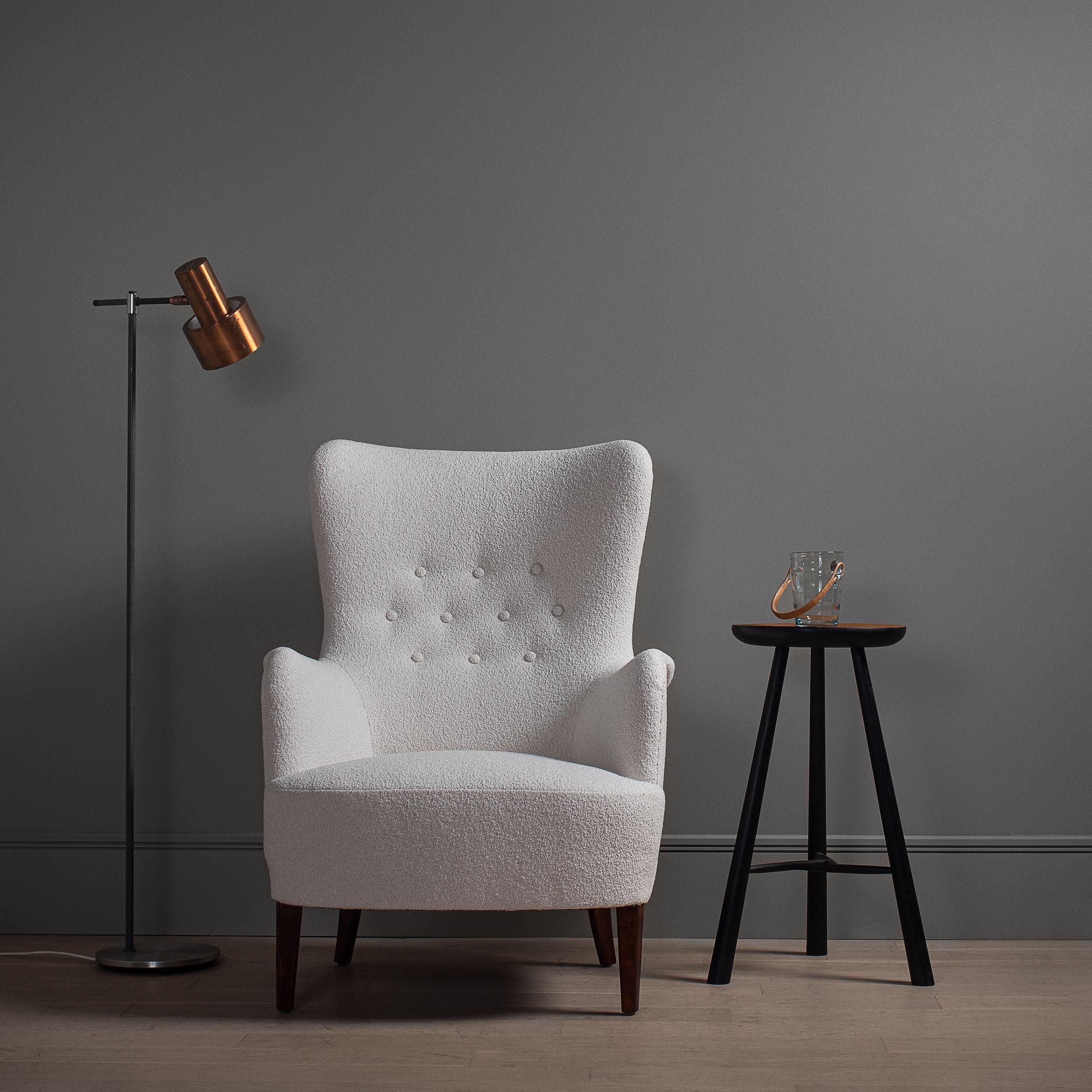 Mid-Century Modern Swedish 1950's, Lounge Chairs, Carl Malmsten, Patronen, Boucle Reupholstered