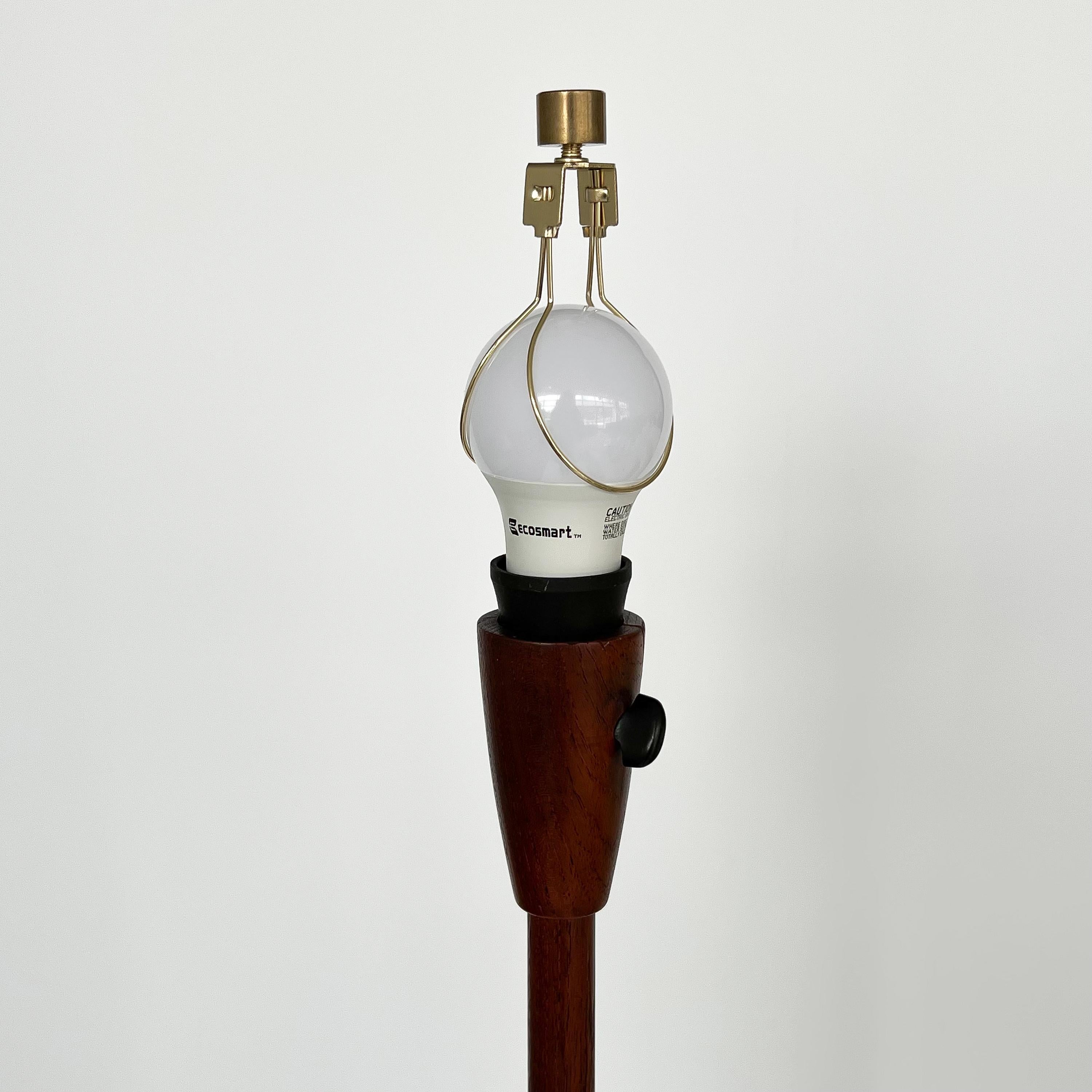 Swedish 1950s Teak and Brass Adjustable Tripod Floor Lamp 3