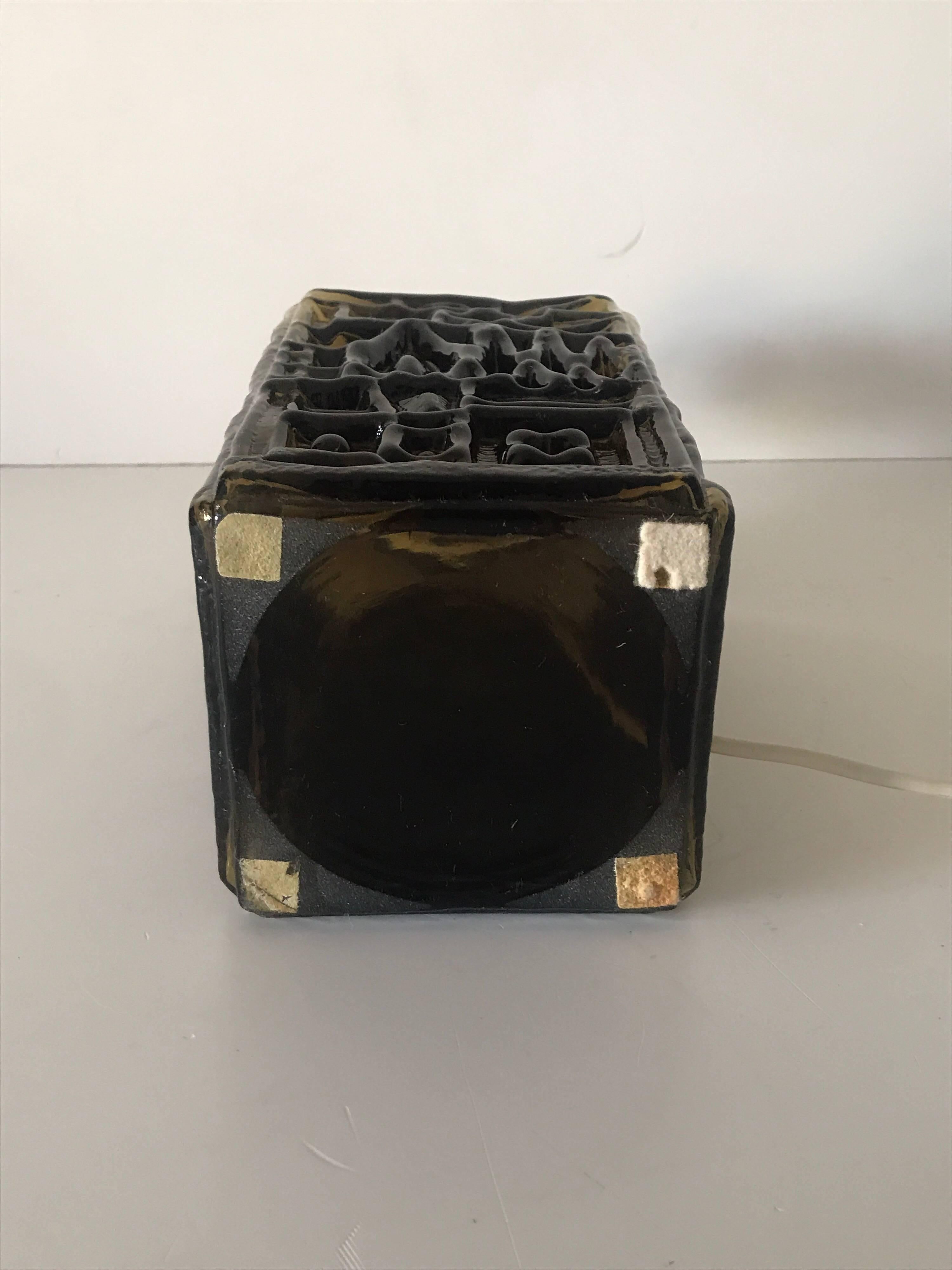 Swedish, 1960 Pukeberg Squareshaped Art Glass Table Lamp For Sale 3