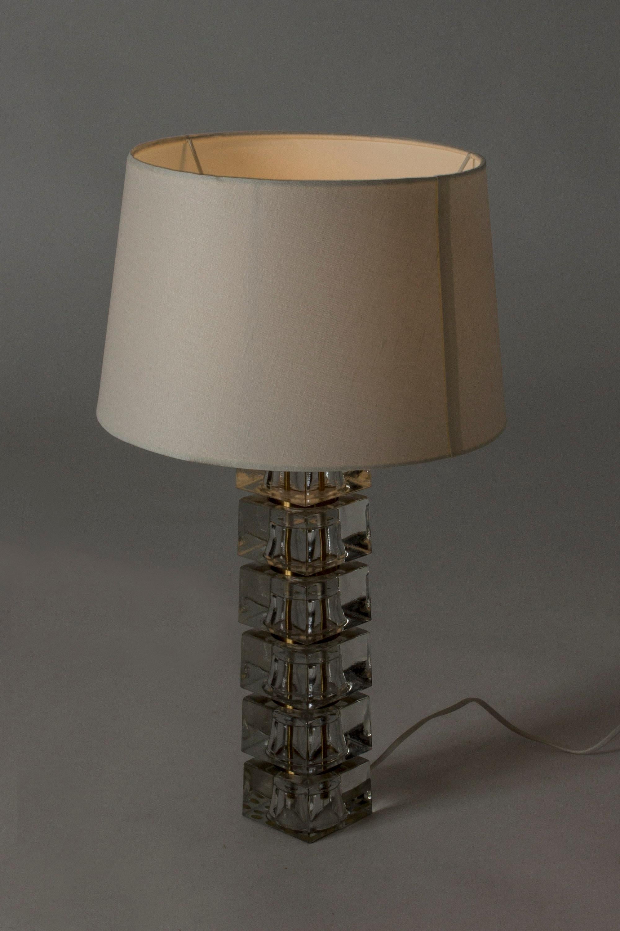 Scandinavian Modern Swedish 1960s Crystal Glass Table Lamp For Sale
