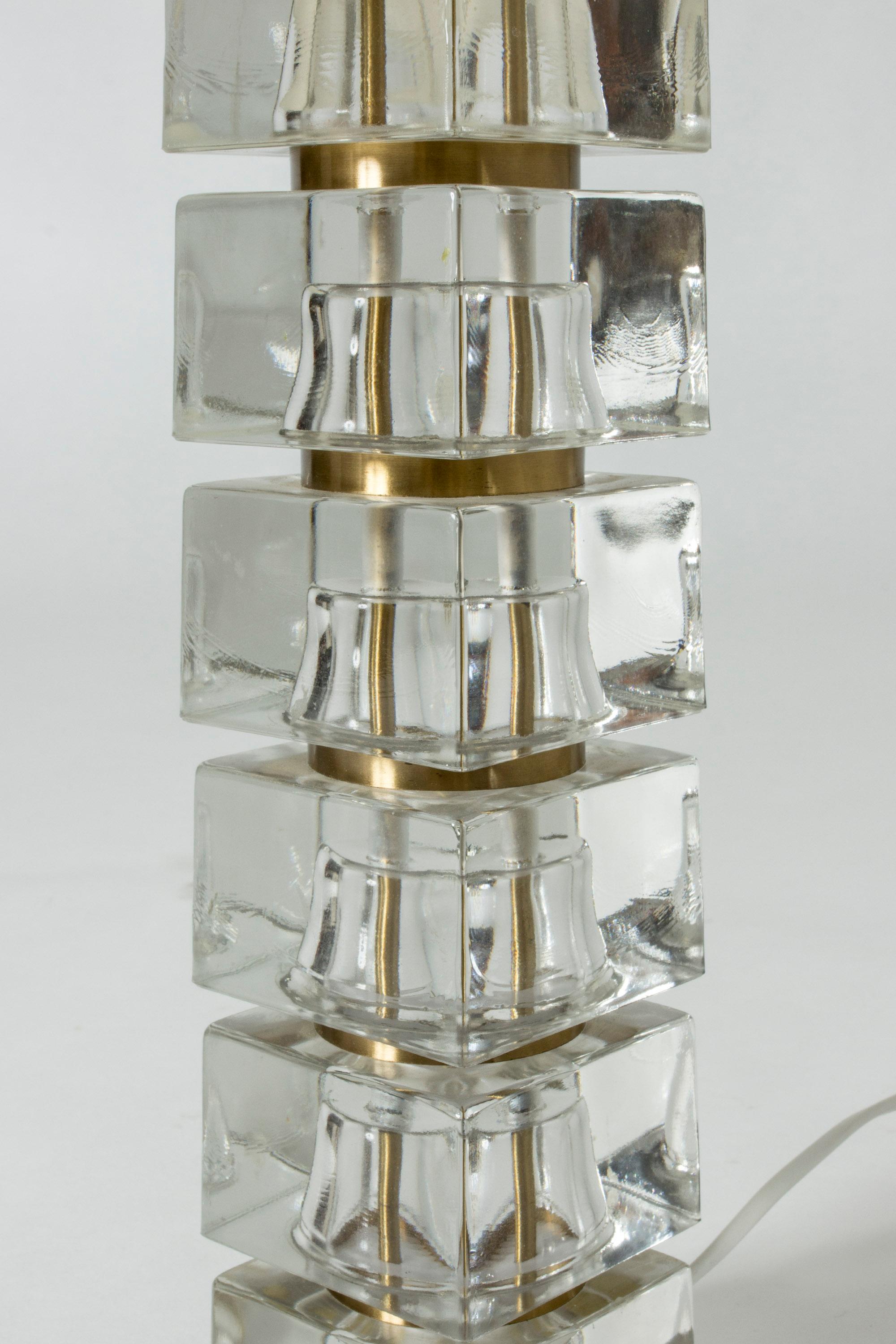 Mid-20th Century Swedish 1960s Crystal Glass Table Lamp For Sale