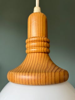 1960s Scandinavian Modern Pine and Glass Pendant Light, Sweden