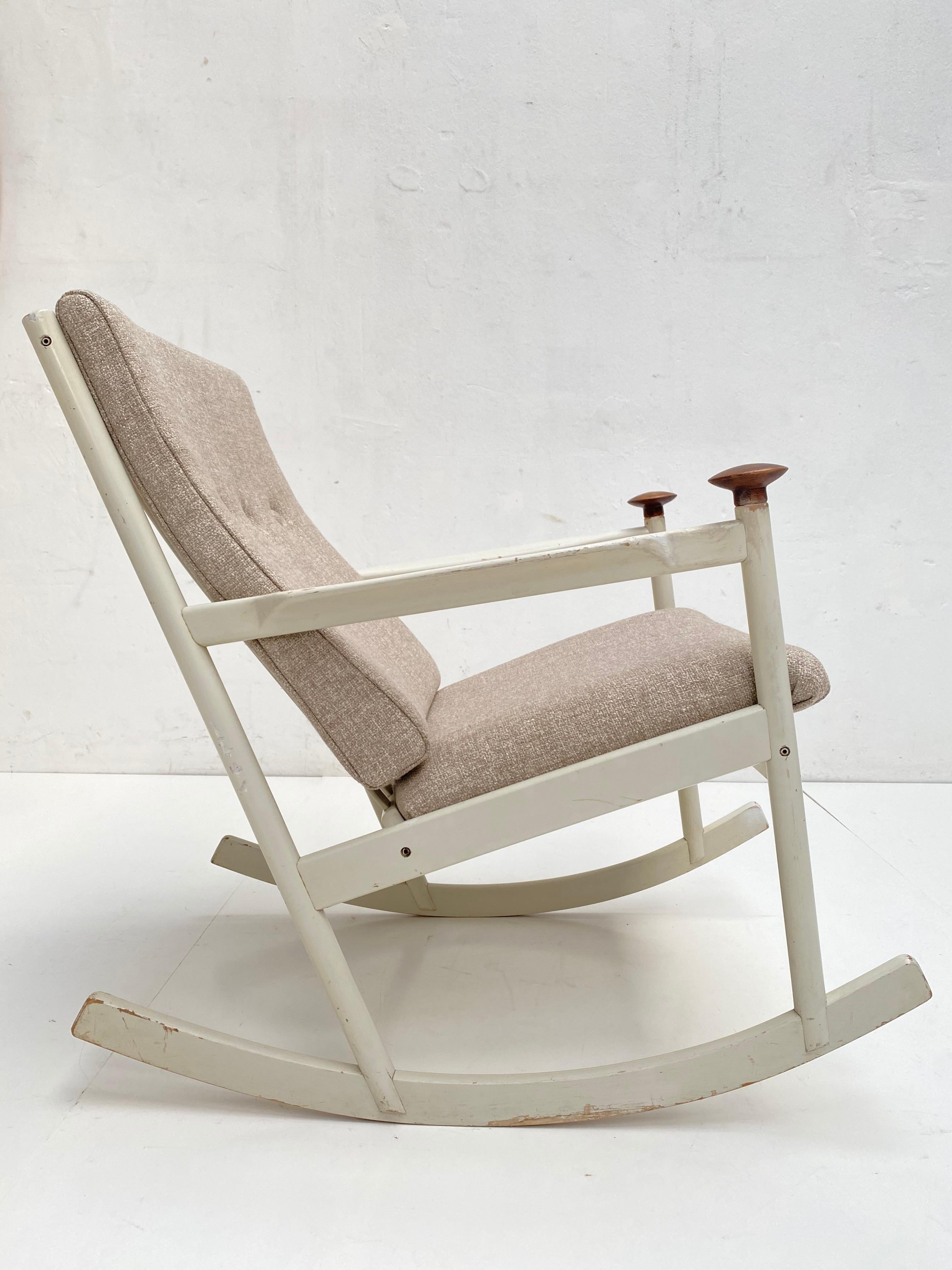 Scandinavian Modern Swedish 1960s Rocking Chair with New De Ploeg Wool Upholstery