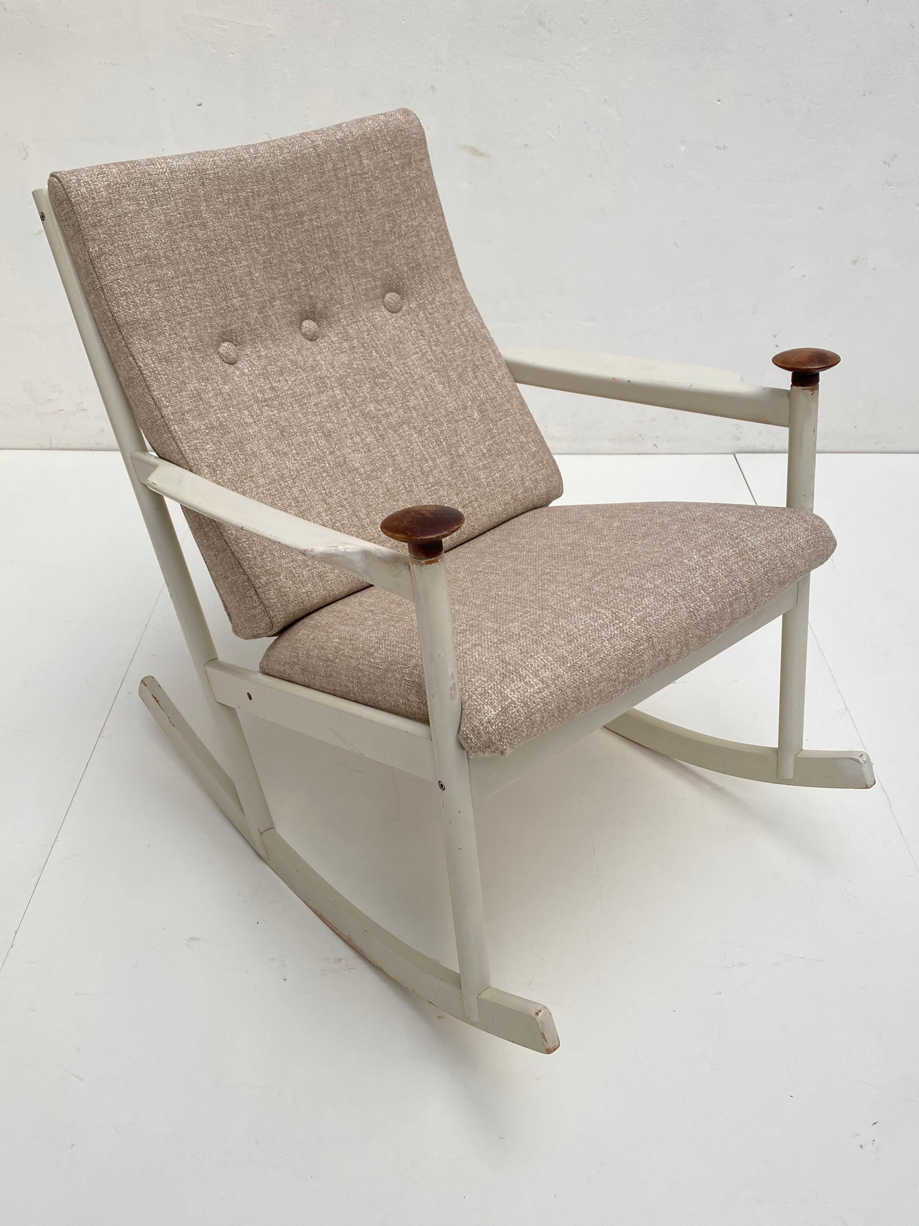 Swedish 1960s Rocking Chair with New De Ploeg Wool Upholstery 2