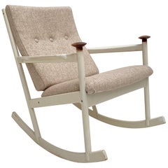 Swedish 1960s Rocking Chair with New De Ploeg Wool Upholstery