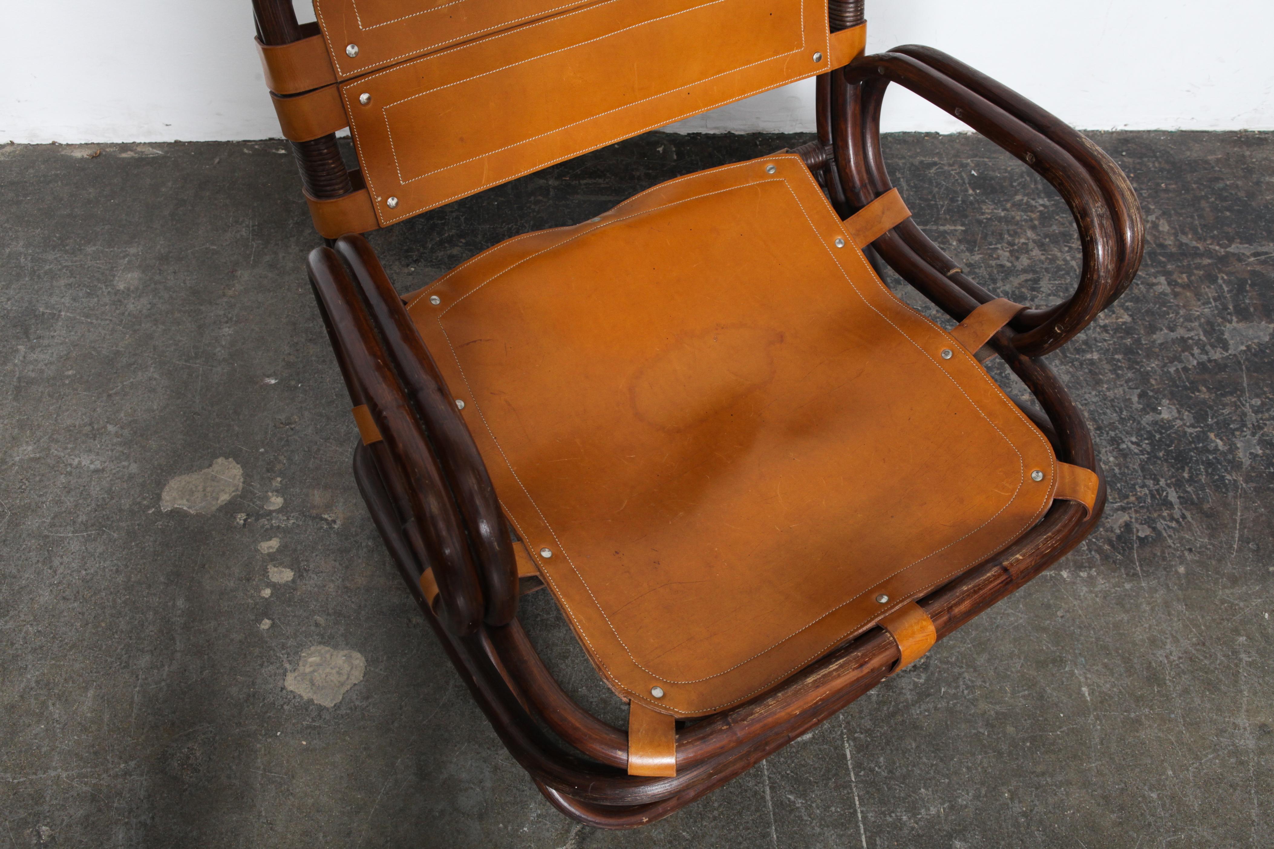 Swedish 1970s Bamboo and Leather Chair 2