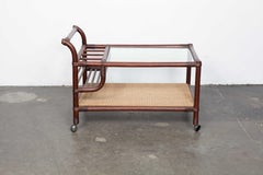 Swedish 1970s Bamboo Bi-Level Bar Trolley with Glass Top