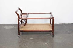 Swedish 1970s Bamboo Bi-Level Bar Trolley with Glass Top