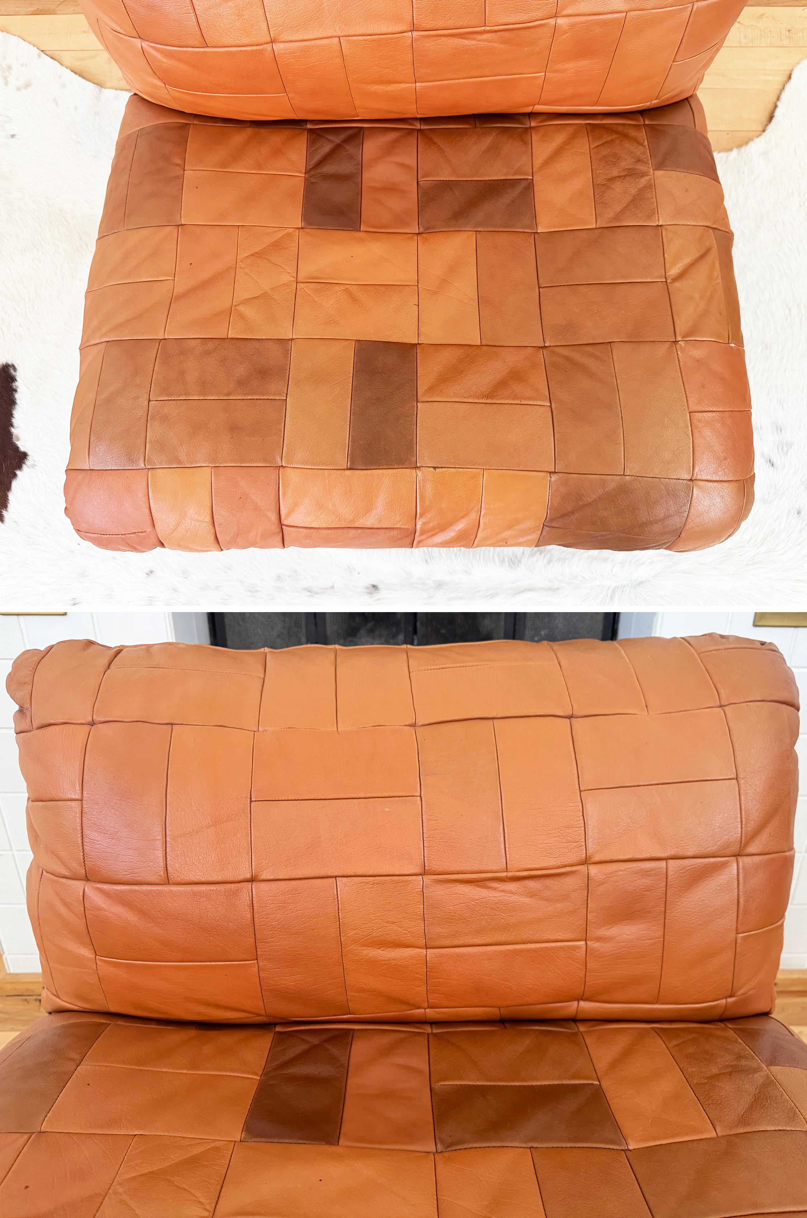 Mid-Century moderno Swedish 1970s Leather Patchwork Lounge Chair by Overman, Similar to DeSede DS11 in vendita