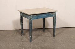 Swedish 19th C. Accent Table, Blue & Taupe