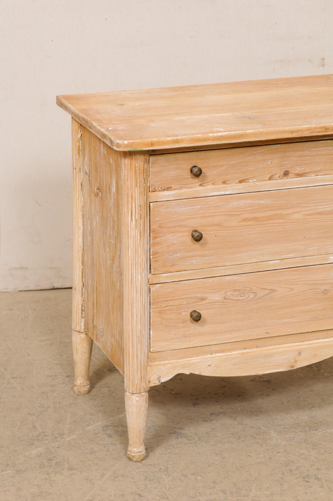European Swedish 19th C. Bleached-Wood Petite Chest with Three Drawers For Sale