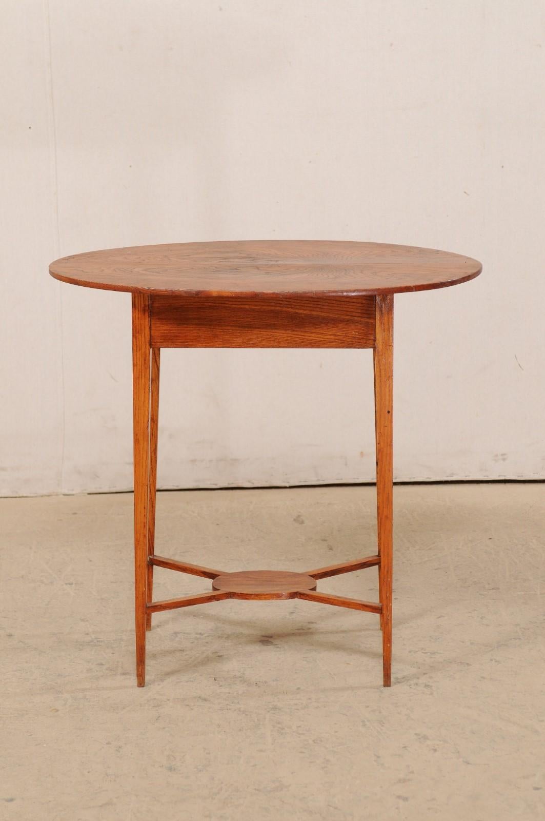 Swedish Elm Wood Table with Oval-Shaped Wide Top and Single Drawer 6