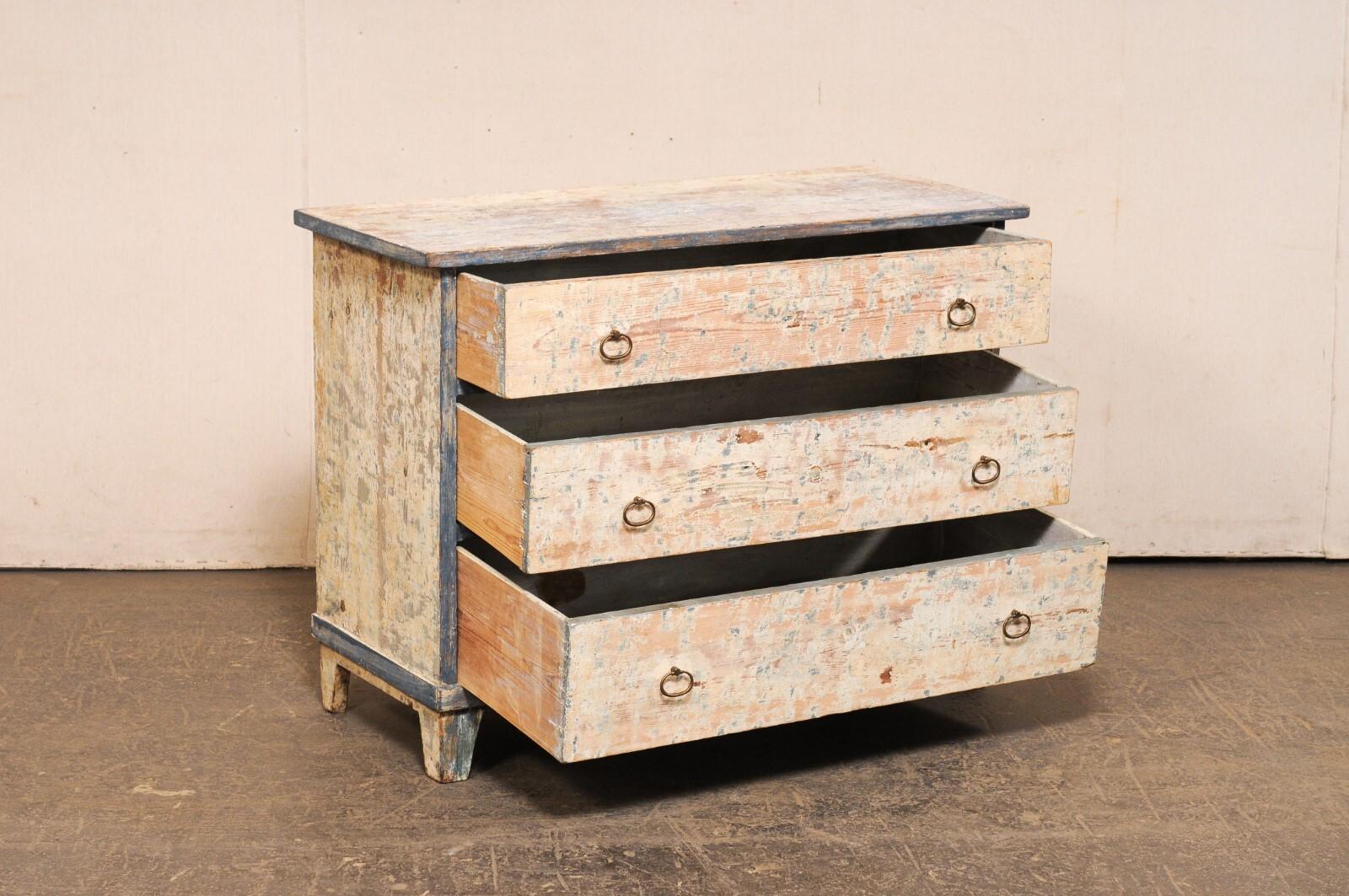 19th Century Swedish 19th C. Gustavian Style Wood Chest w/Scraped Finish For Sale