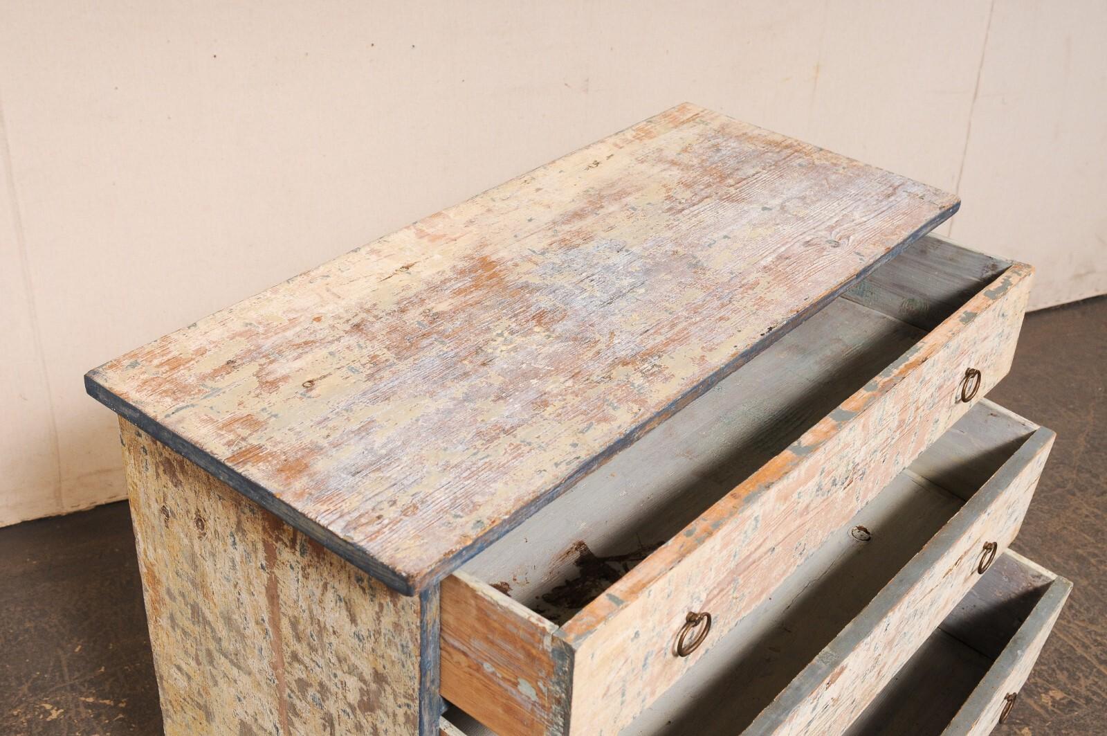 Swedish 19th C. Gustavian Style Wood Chest w/Scraped Finish For Sale 2