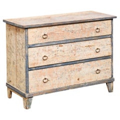 Swedish 19th C. Gustavian Style Wood Chest w/Scraped Finish