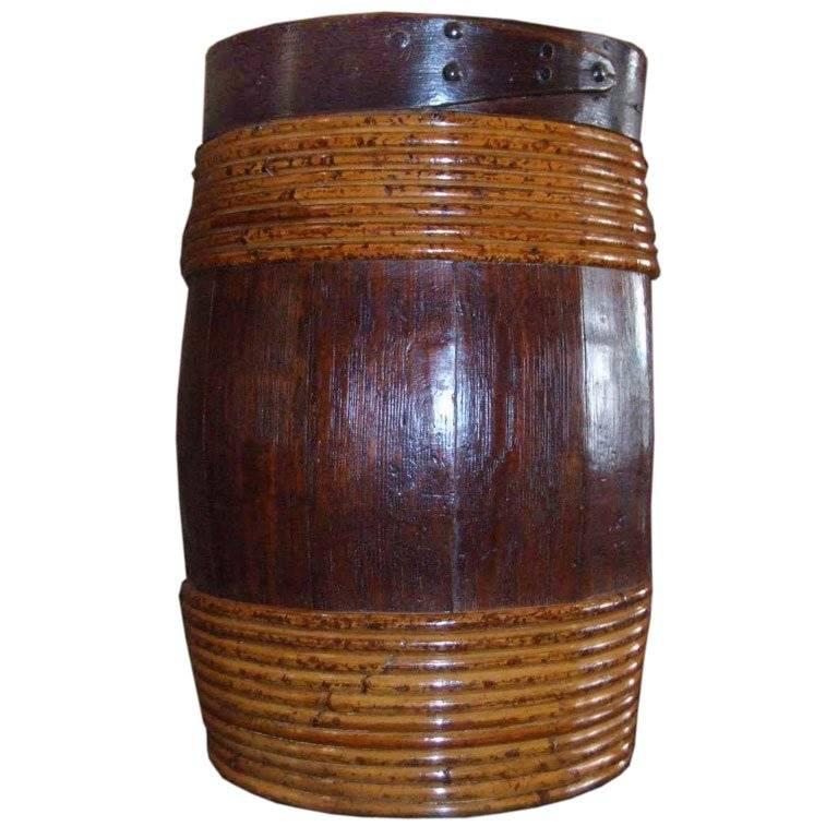 Swedish 19th Century Over-Scale Oak and Willow-Banded Barrel