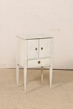Swedish 19th C. Raised Side Chest, 'End Table', W/Reeded Doors