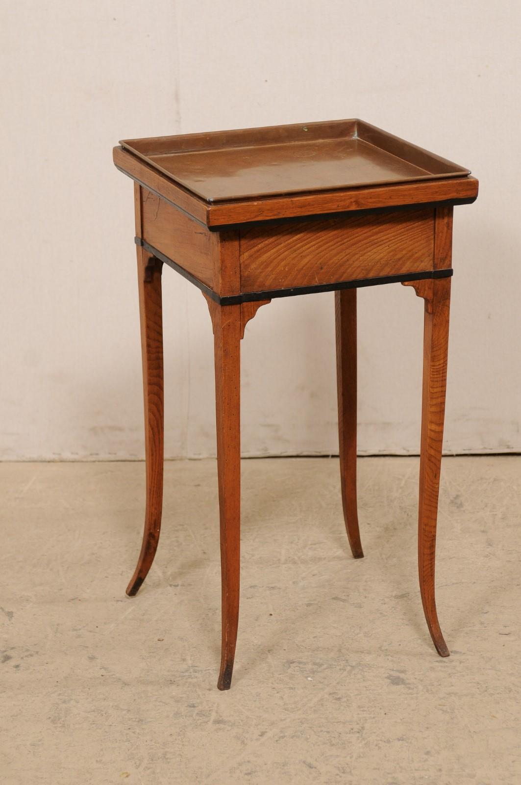 Swedish 19th C. Side Table w/ Removable Square-Shaped Copper Top For Sale 4