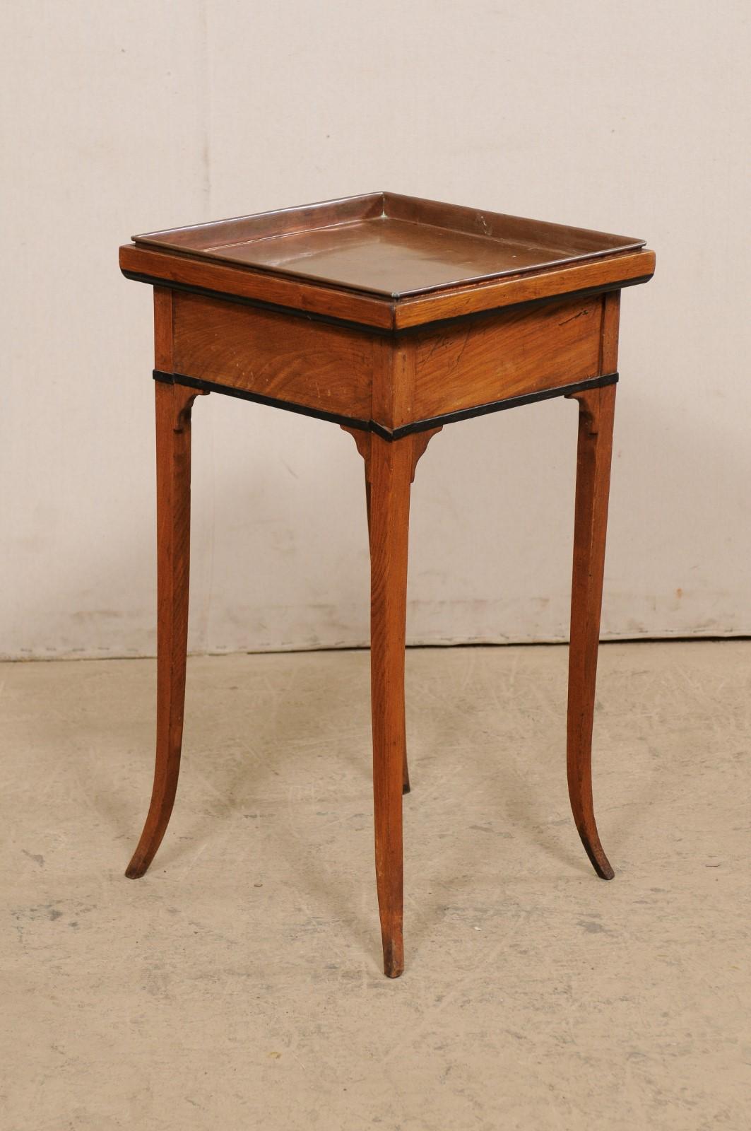 Swedish 19th C. Side Table w/ Removable Square-Shaped Copper Top For Sale 5