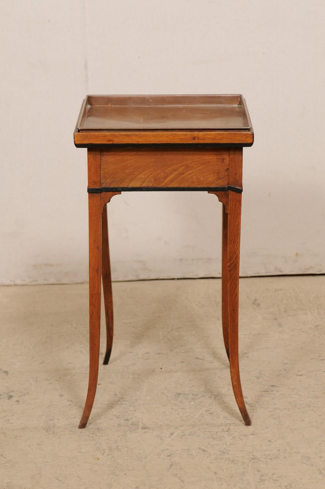 Swedish 19th C. Side Table w/ Removable Square-Shaped Copper Top For Sale 6