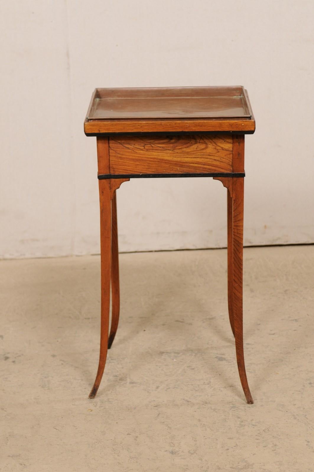 Swedish 19th C. Side Table w/ Removable Square-Shaped Copper Top In Good Condition For Sale In Atlanta, GA