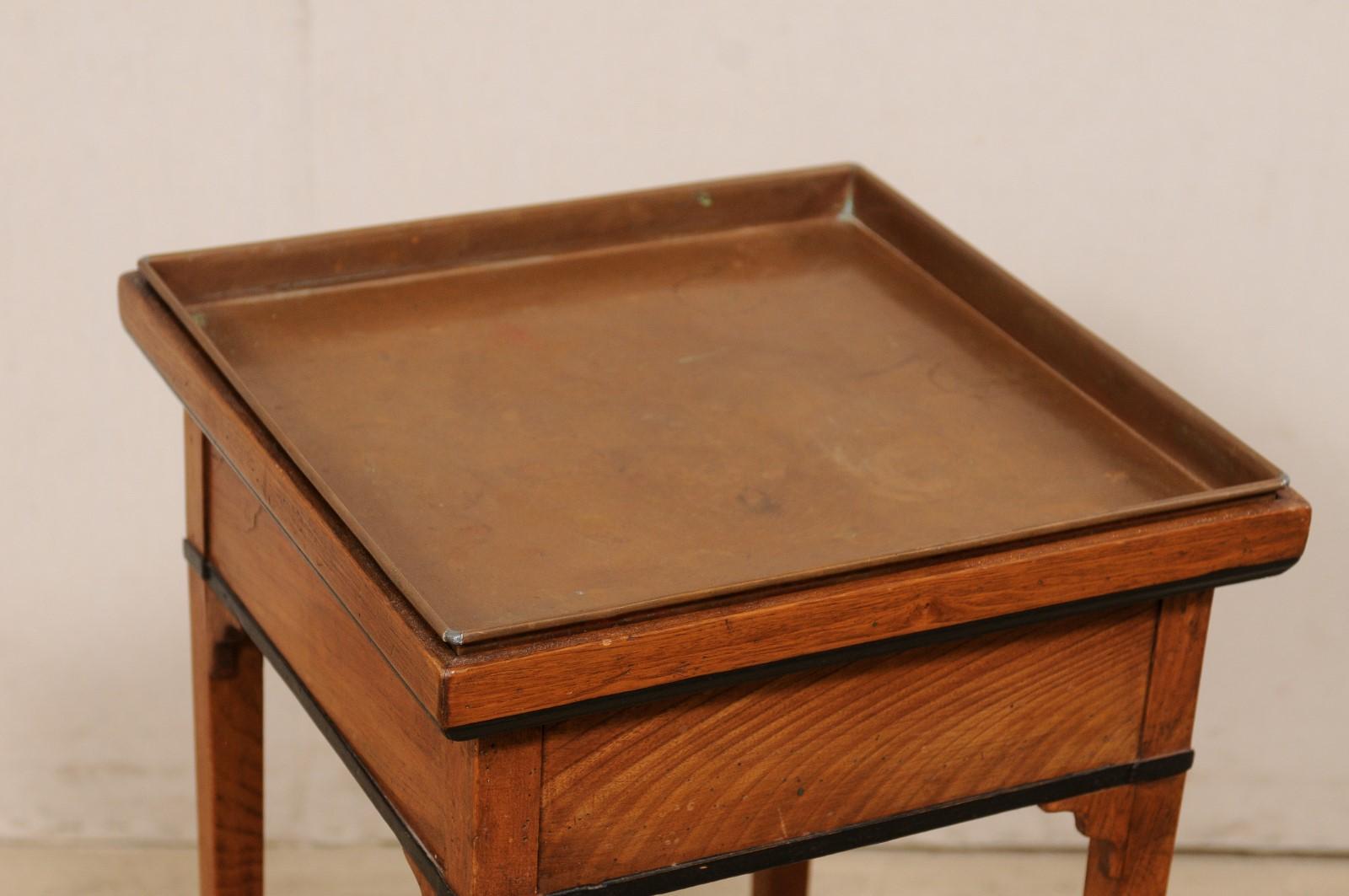 Swedish 19th C. Side Table w/ Removable Square-Shaped Copper Top For Sale 3