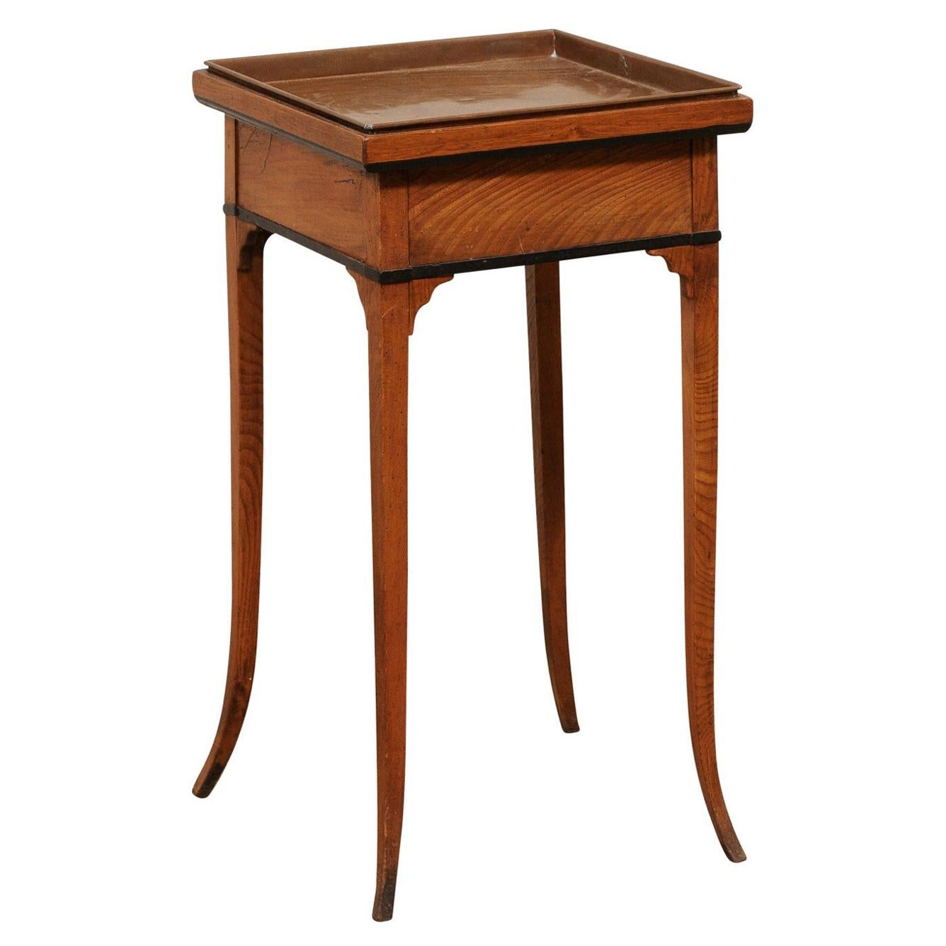 Swedish 19th C. Side Table w/ Removable Square-Shaped Copper Top For Sale