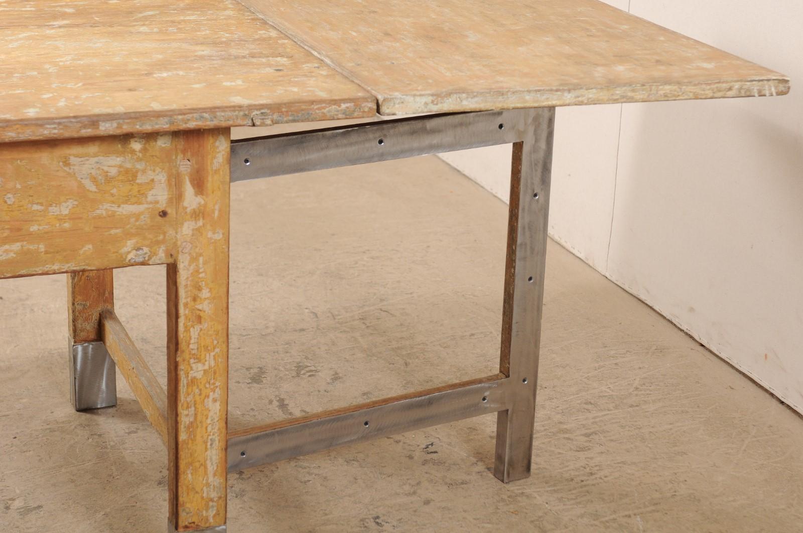 Swedish 19th C. Drop-Leaf & Gate-Leg Table w/New Modern Feet- Great for Kitchen! For Sale 5